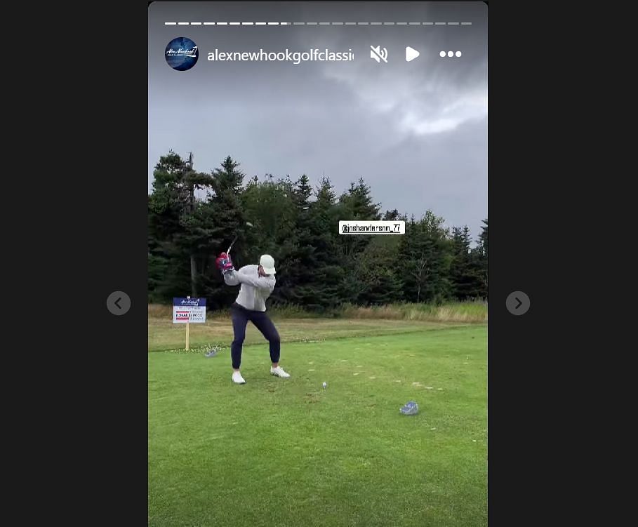 Josh Anderson still while taking a shot. (Credit: Newhook&#039;s IG Golf page)