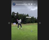 Josh Anderson still while taking a shot. (Credit: Newhook's IG Golf page)