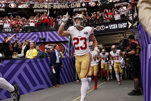 Christian McCaffrey at Super Bowl LVIII - San Francisco 49ers v Kansas City Chiefs - Source: Getty