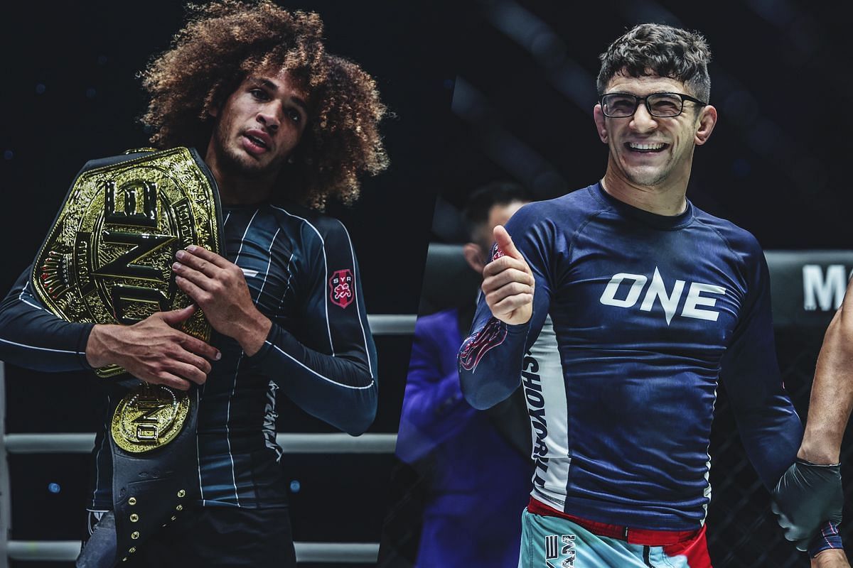 Kade Ruotolo (left) will defend the ONE lightweight submission grappling world championship against Mikey Musumeci (right) at ONE 168. [Photos via: ONE Championship]