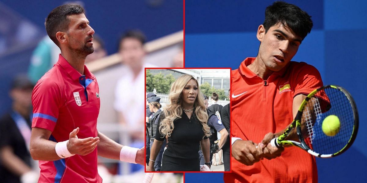 Serena Williams in attendance as Novak Djokovic crushes Carlos Alcaraz at Paris Olympics (Images via GETTY)