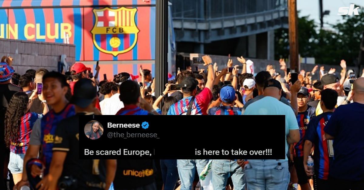 Barcelona Fans (image via Getty and X)