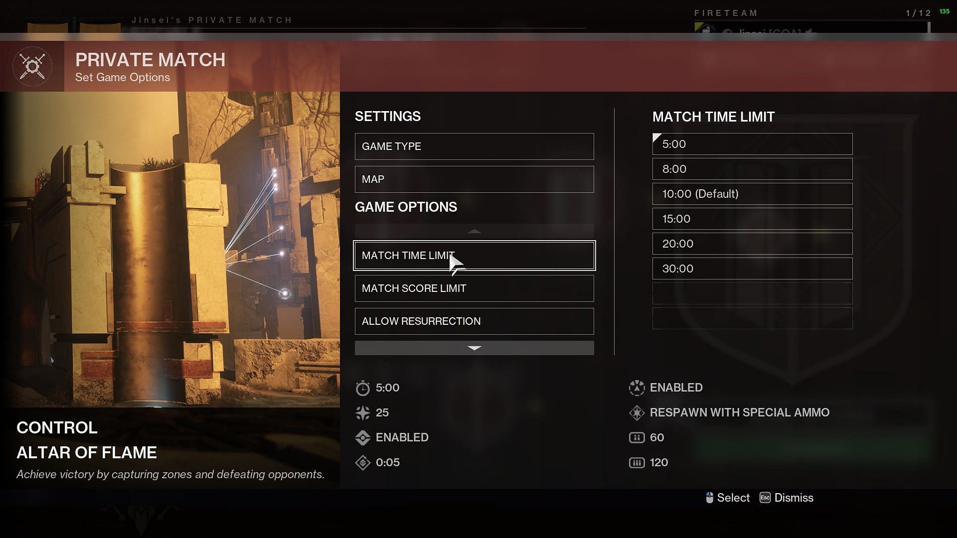 Setting a timer (Image via Bungie)