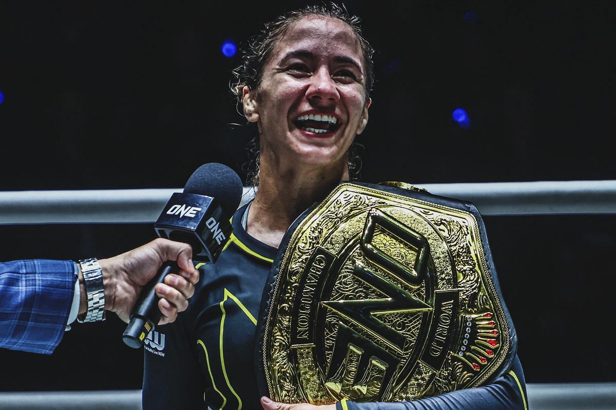 (Pictured) Newly crowned ONE world champion Mayssa Bastos.