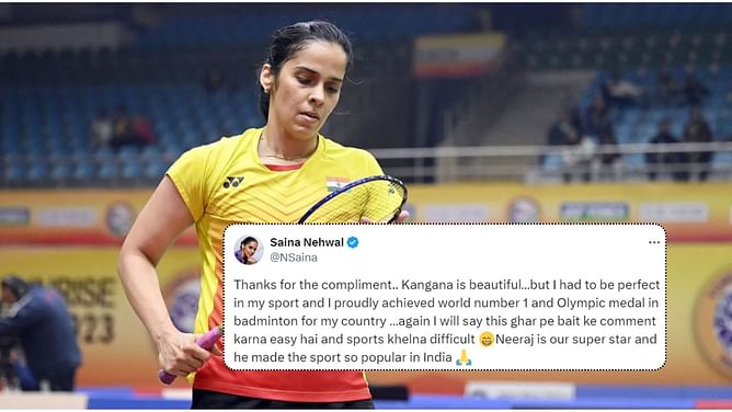 “Ghar pe bait ke comment karna easy hai and sports khelna difficult” - Saina Nehwal reacts to “Kangana of sports” troll comment