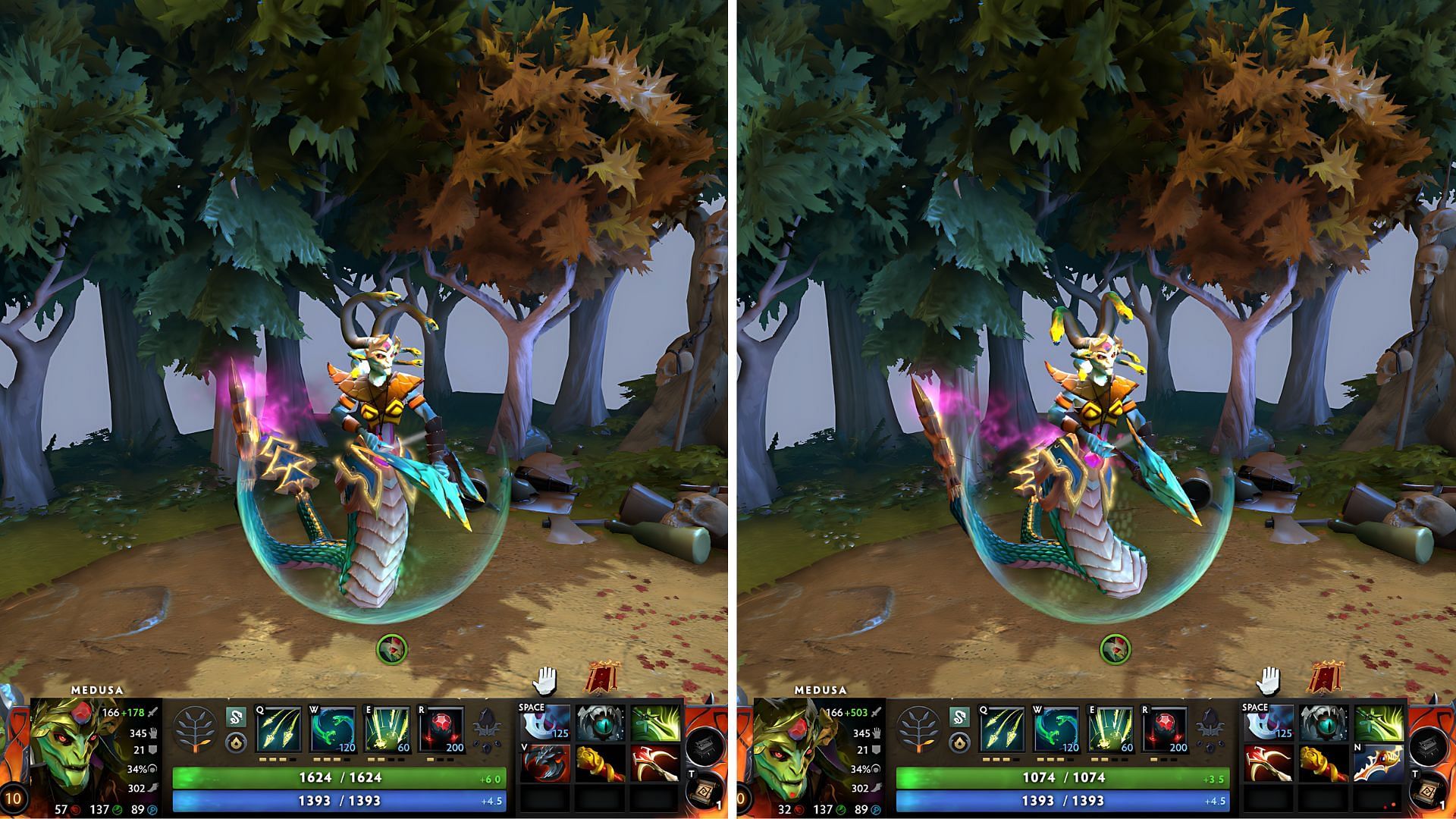 Medusa&#039;s position 1 and 2 build (Image via Valve)