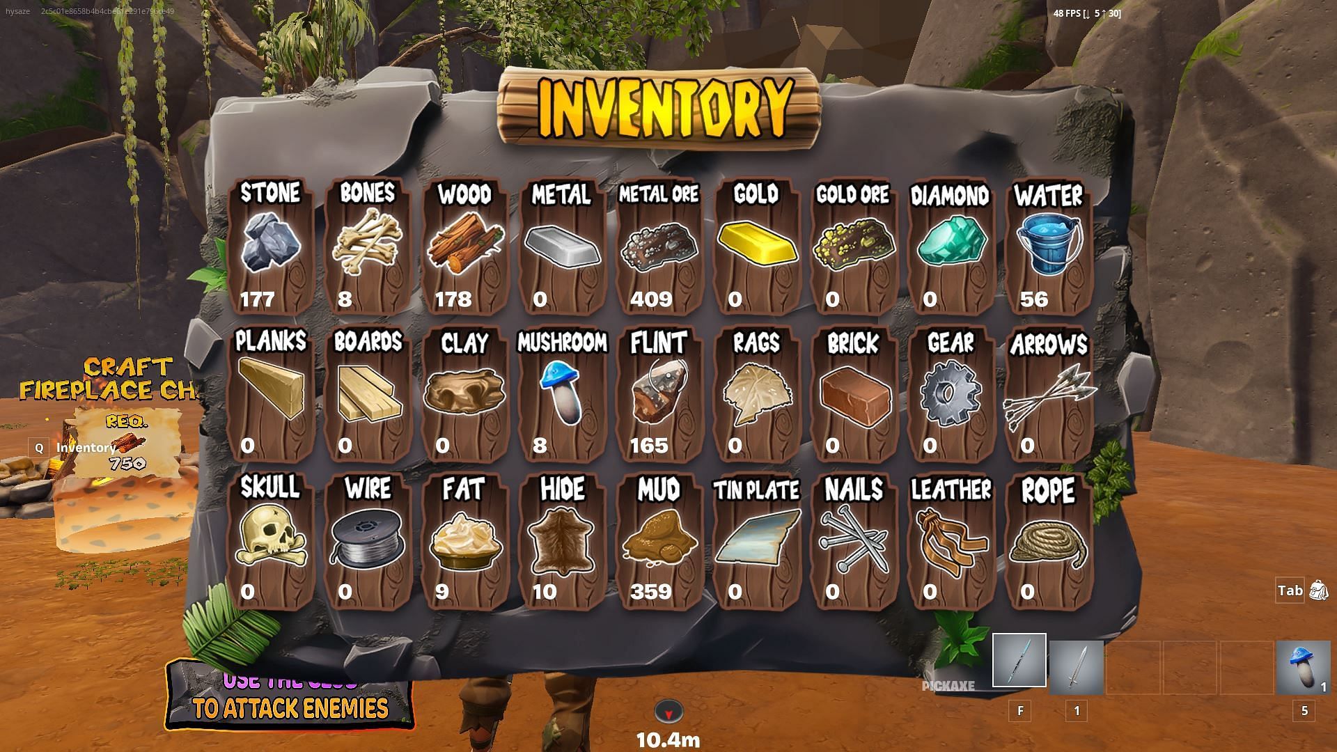 Fortnite Caveman Tycoon Inventory items (Image via Epic Games)