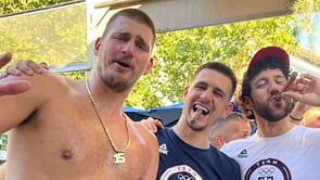 Photo: Nikola Jokic goes shirtless, dances in delight to celebrate Serbia's Olympic bronze
