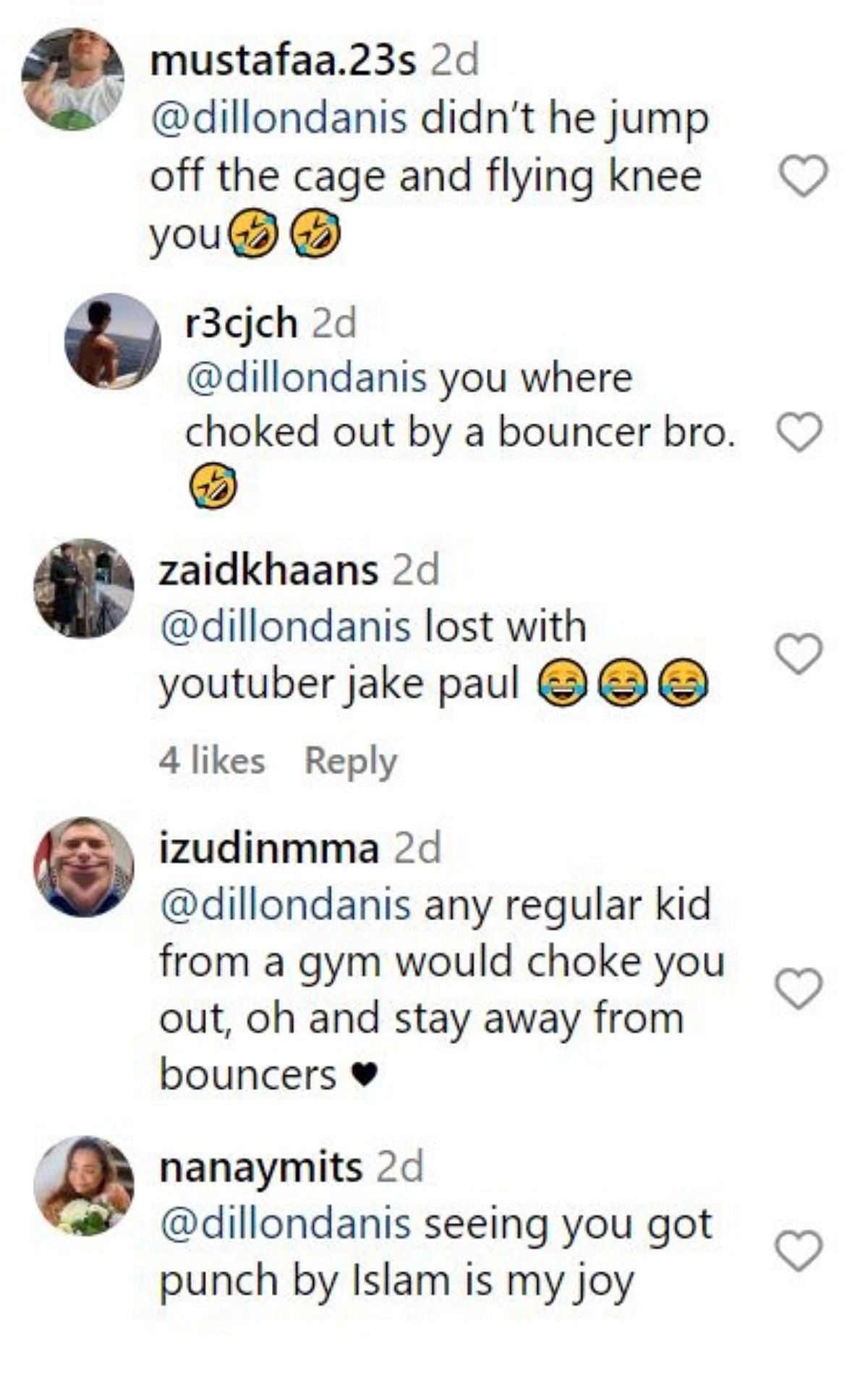 More replies to Danis&#039; comment. [Image credit: @espnmma on Instagram]