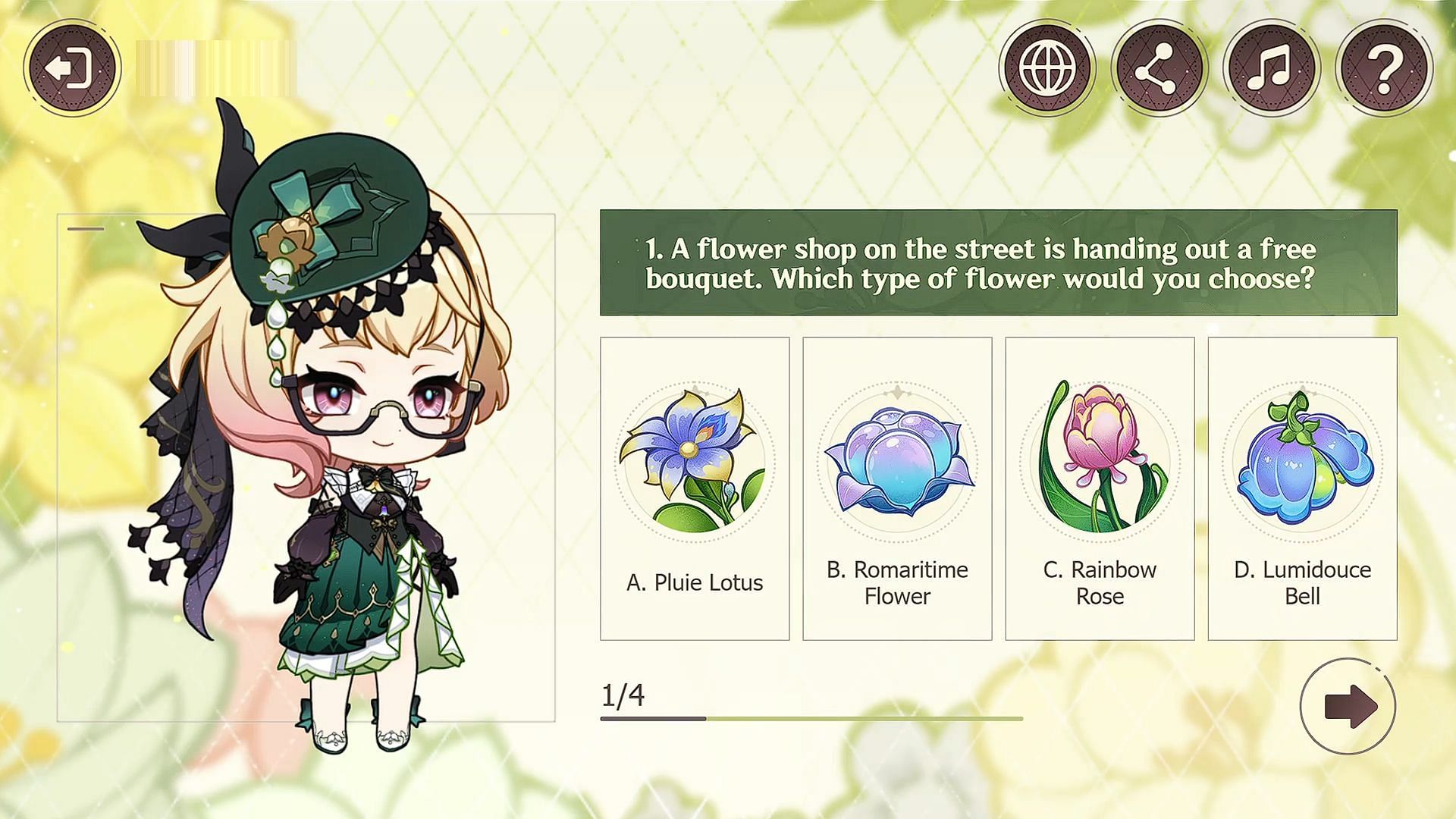 Select any flower of your choice (Image via HoYoverse)