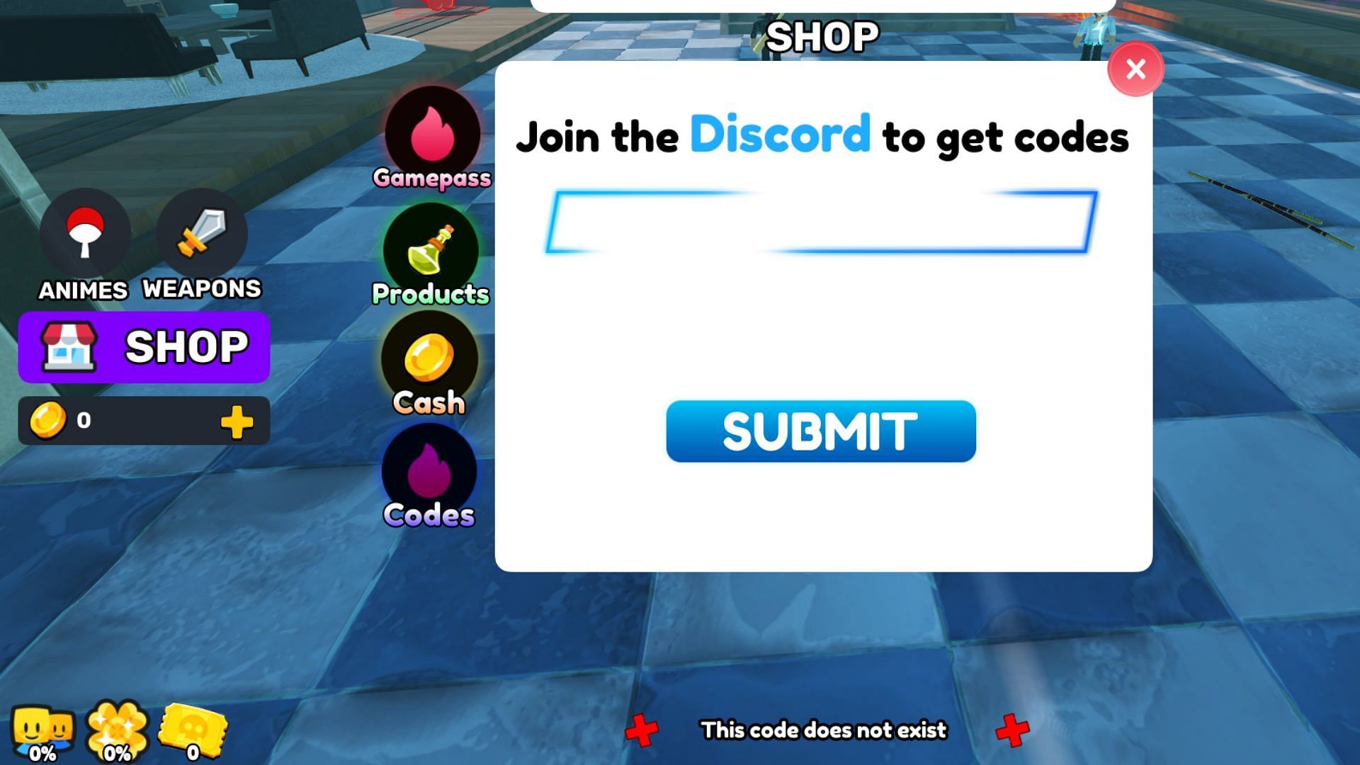 Better Anime? invalid code issue (Image via Roblox)