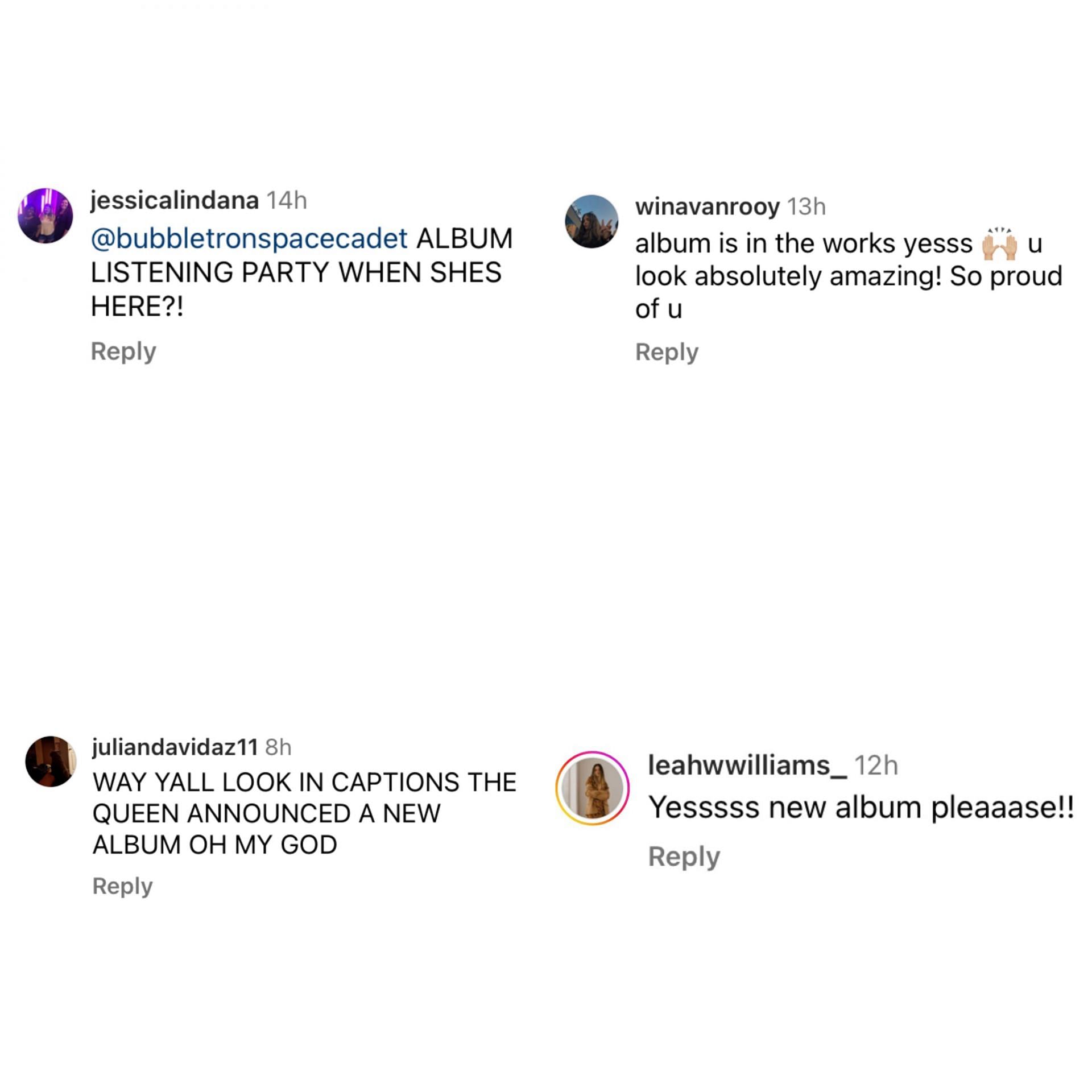 Comments on the singer&#039;s latest Instagram video (Image via @lizzobeeating/Instagram)