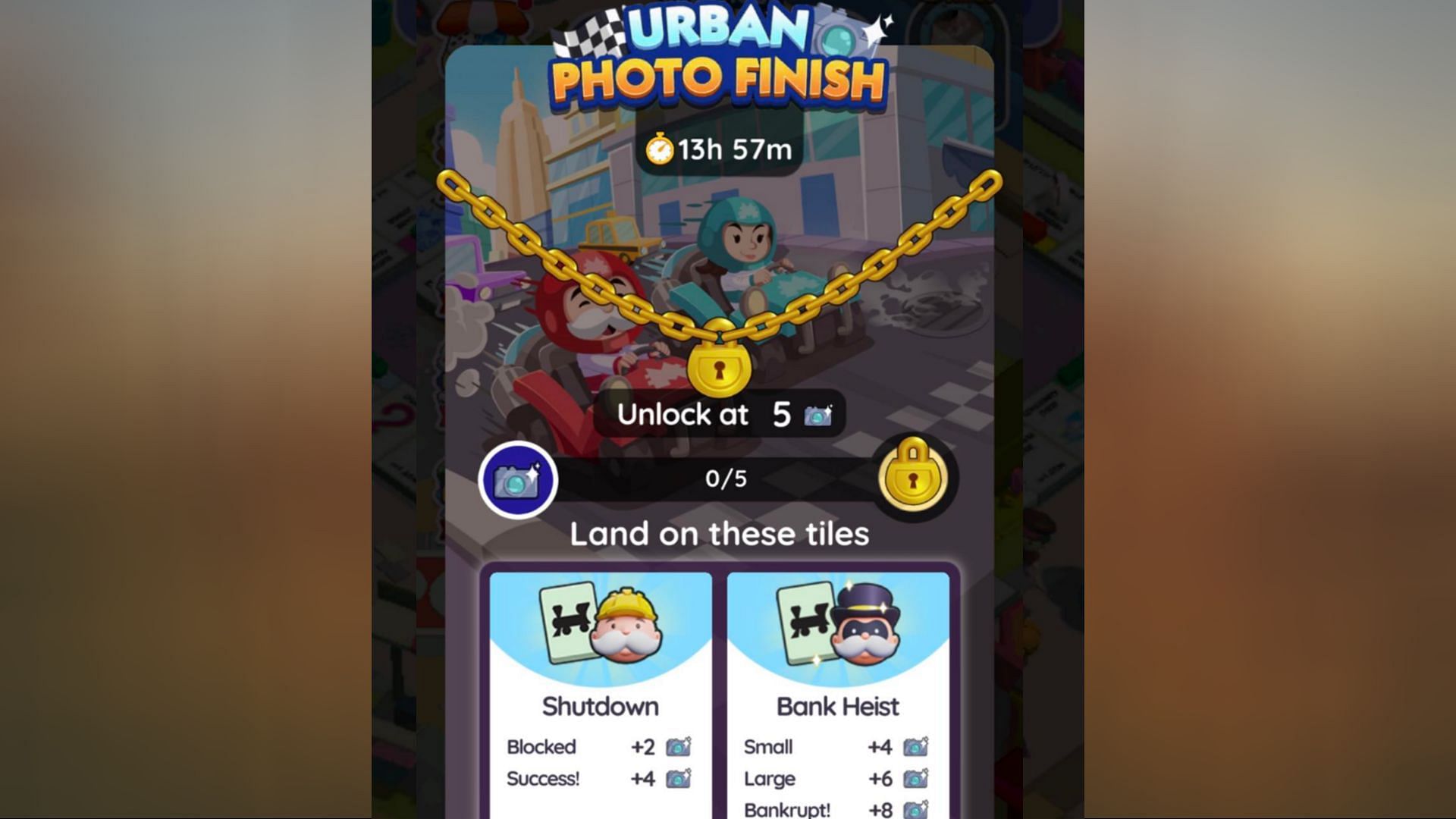 Cameras can be easily obtained while playing the Monopoly Go Urban Photo Finish event (Image via Scopely)