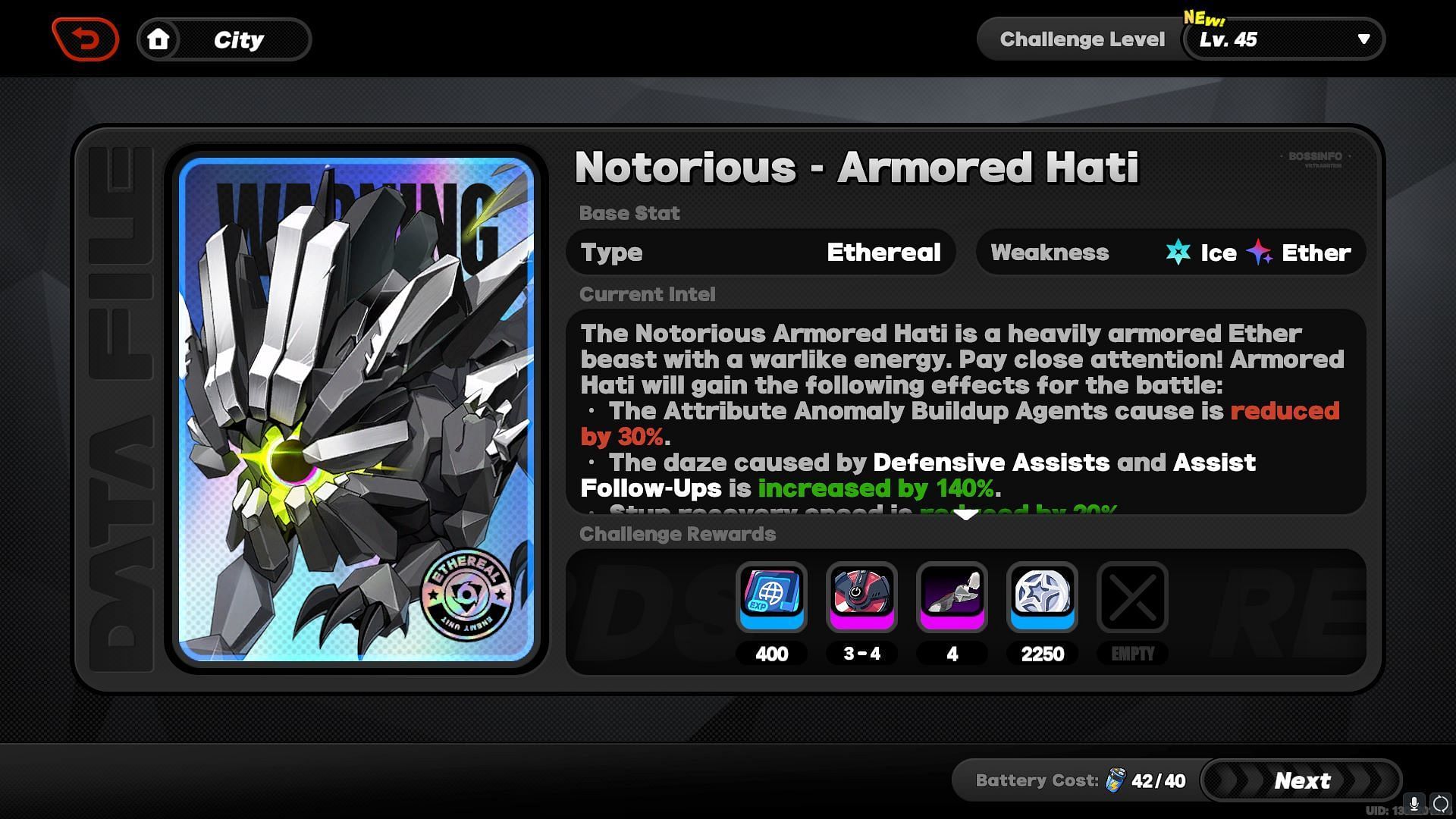 Defeat the Notorious - Armored Hati in the Expert Challenge to get Higher Dimensional Data: Ethereal Pursuit (Image via HoYoverse)