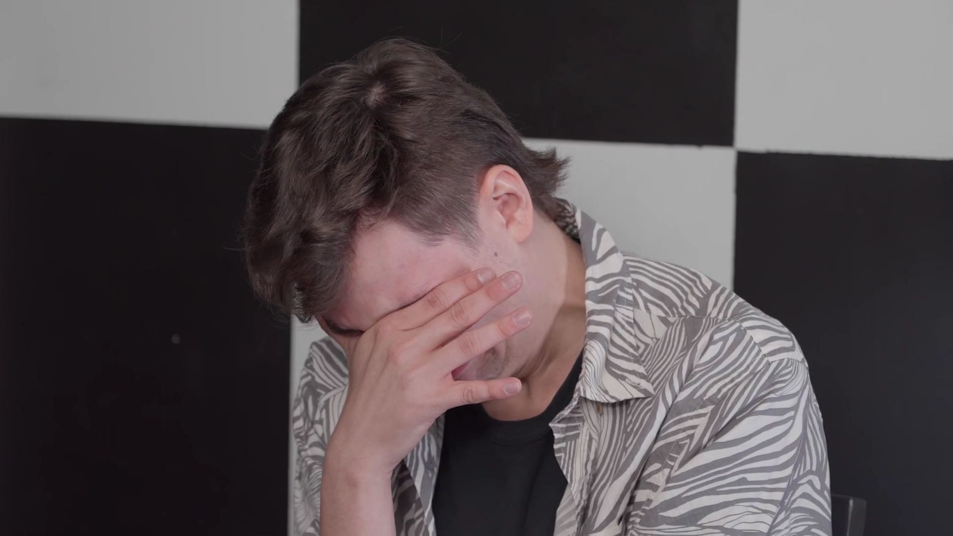 Jake showed strong emotion in the DogPack 404 interview, crying while he recounts memories working with MrBeast (Image via DogPack404/YouTube)