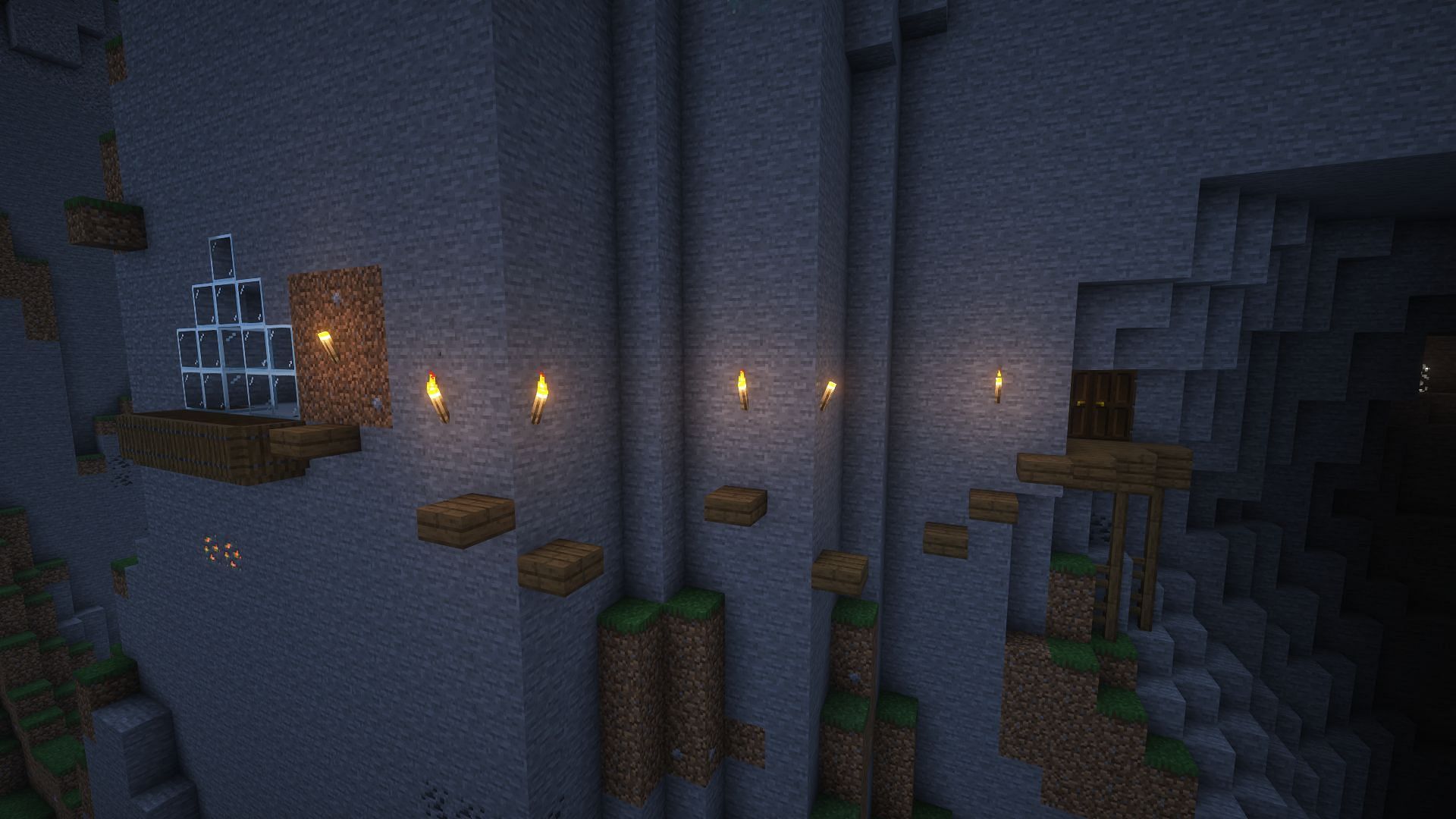 Adding parkour elements is an easy way to add a bit of fun to a survival base (Image via Mojang)