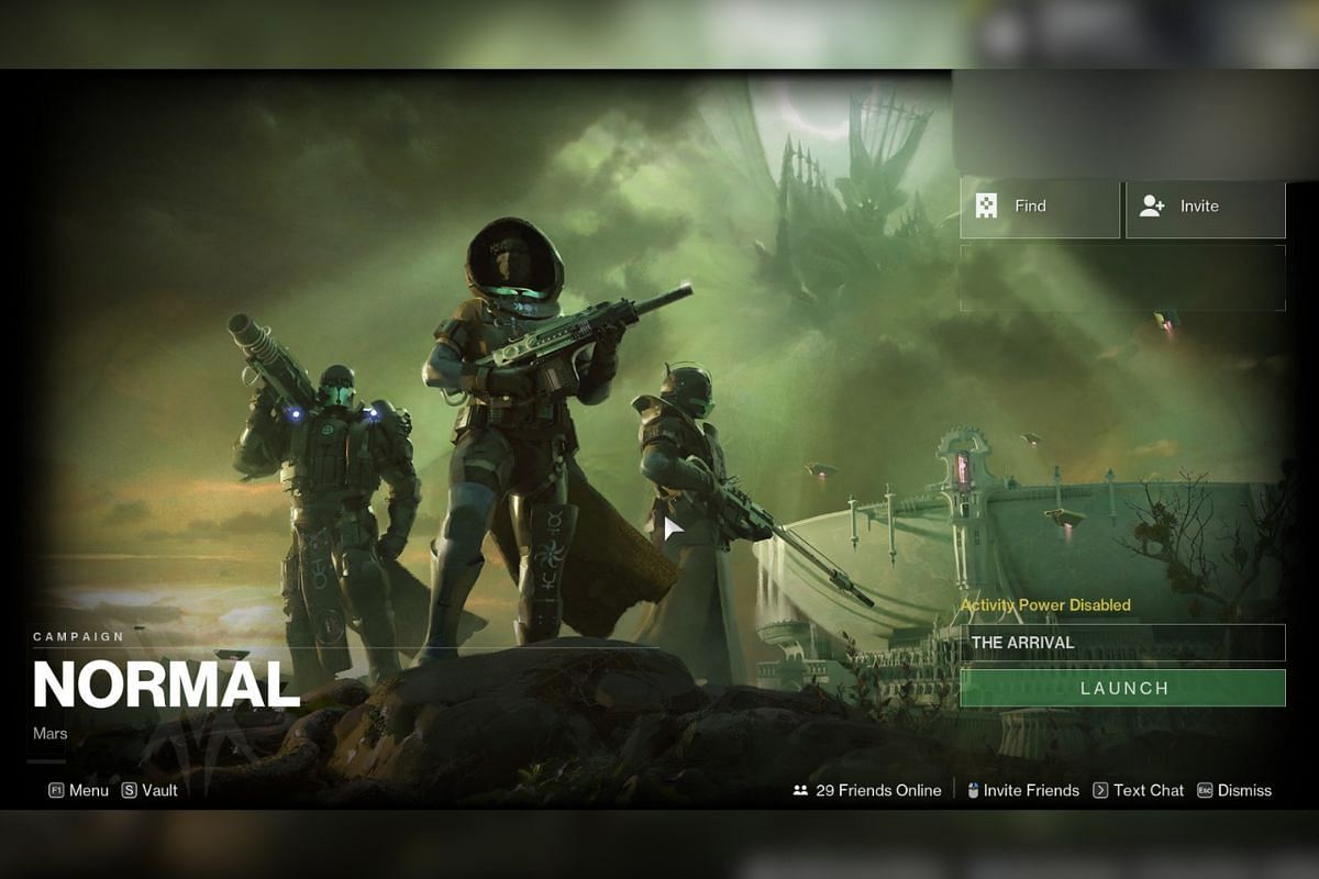 The Arrival mission starting screen (Image via Bungie)