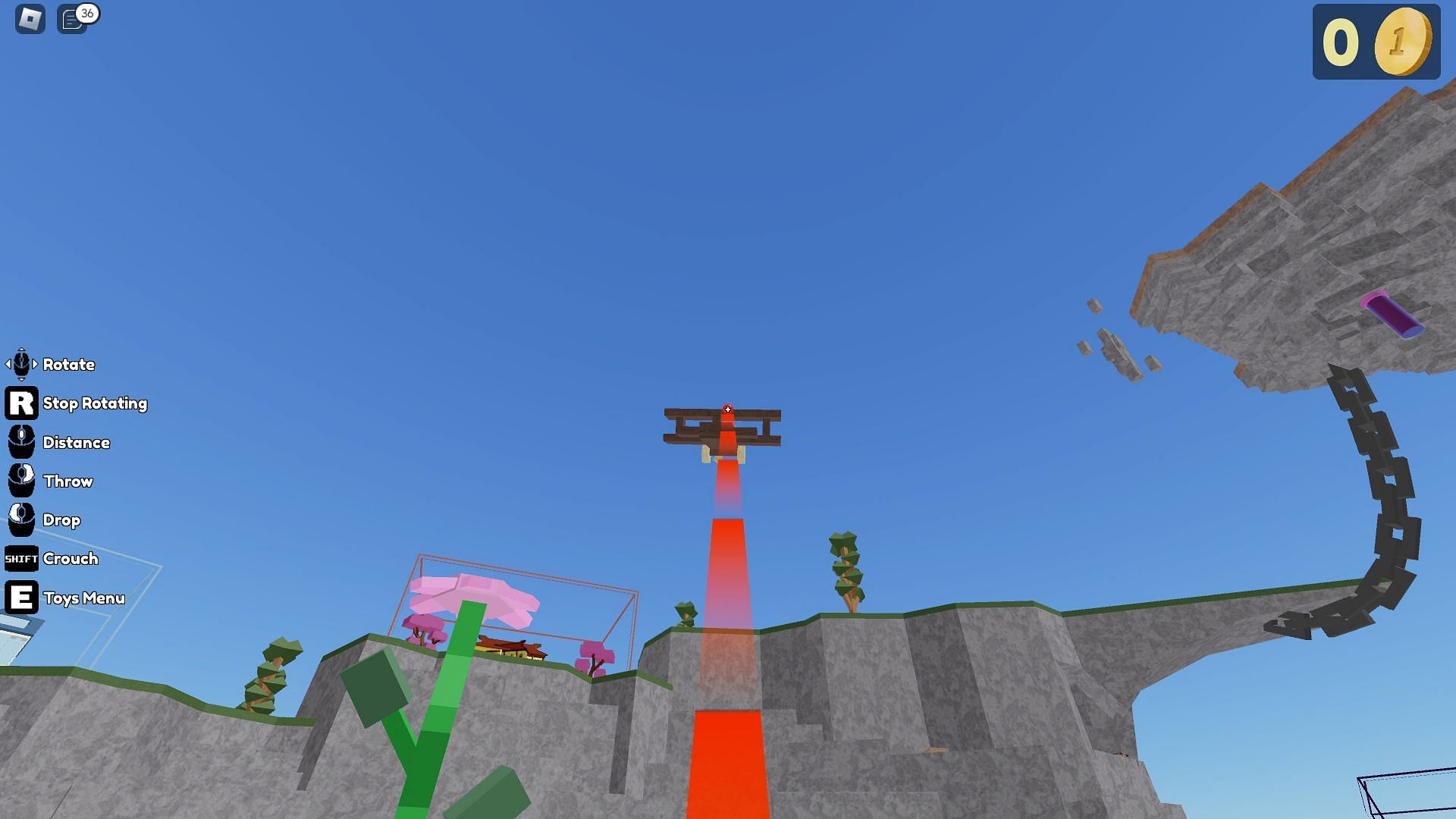 Throwing an airplane (Image via Roblox)