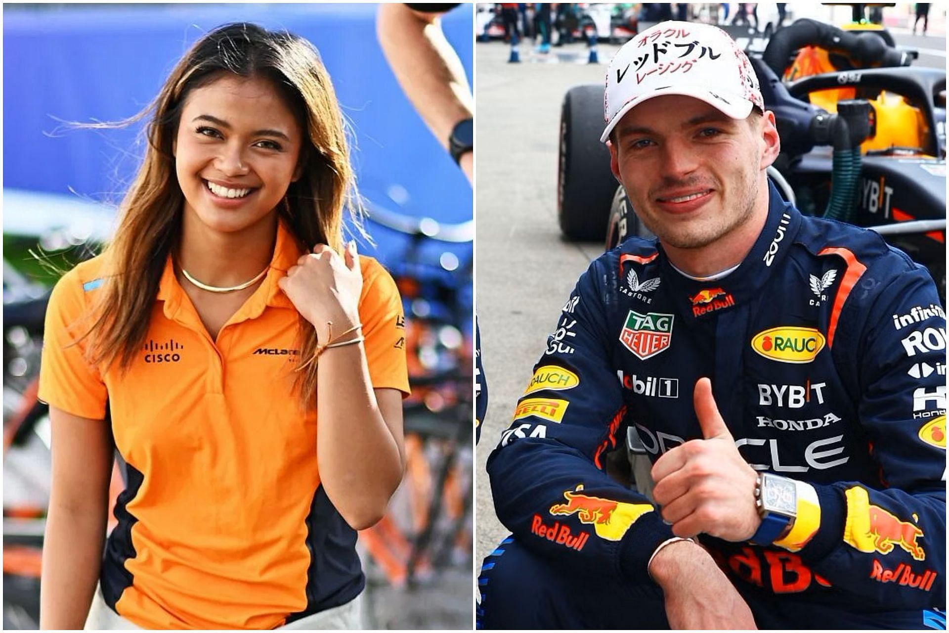 Bianca Bustamante (L) and Max Verstappen (R) (Image via Getty)