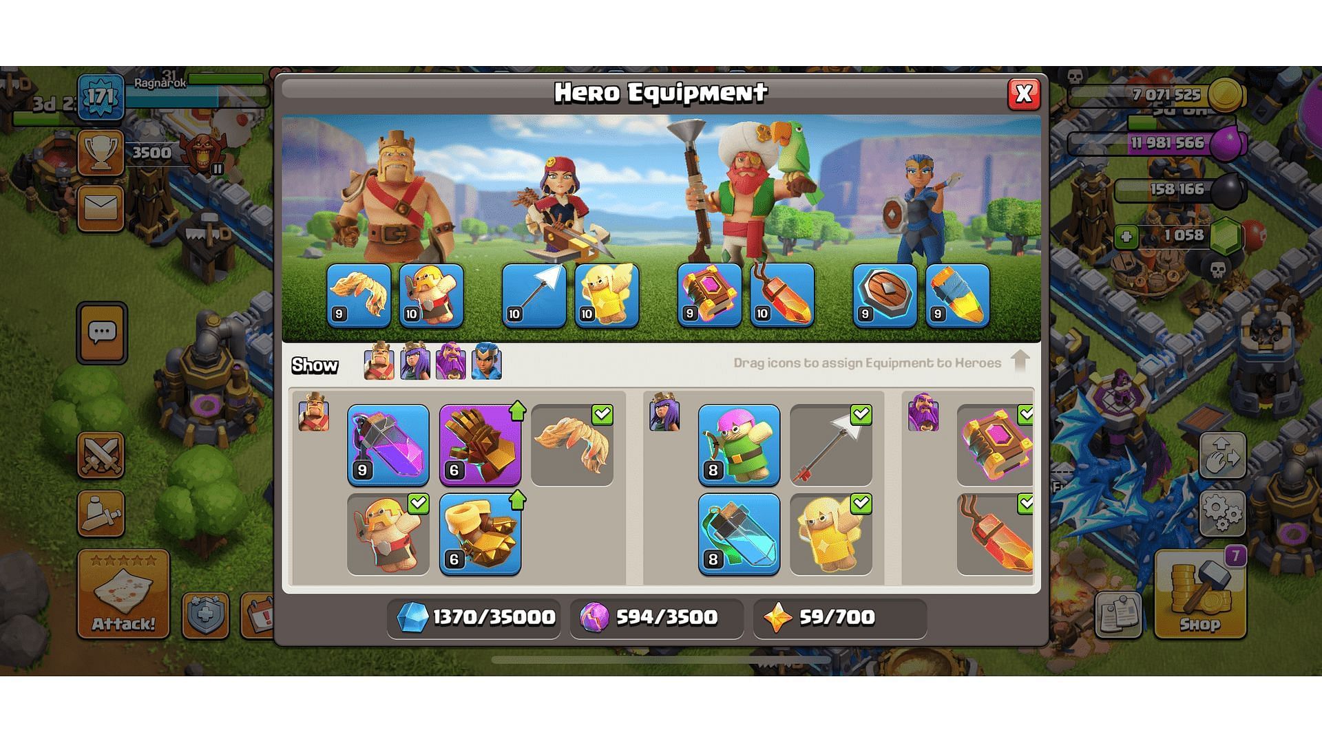 Choose your Heroes&#039; equipment wisely! (Image via Supercell)