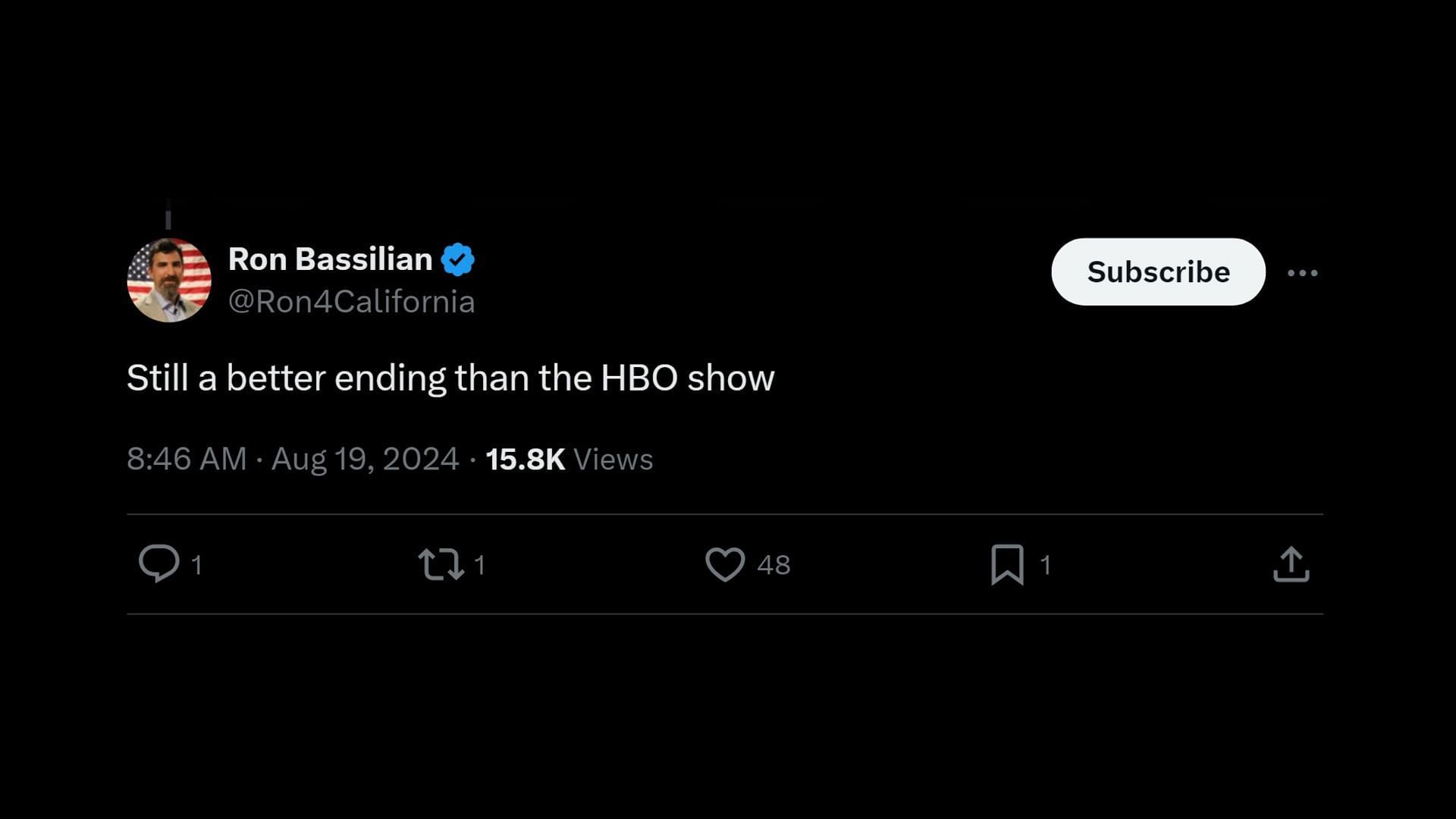 Netizens preferred the clip over the GOT series finale (Image via X/@stillgray)