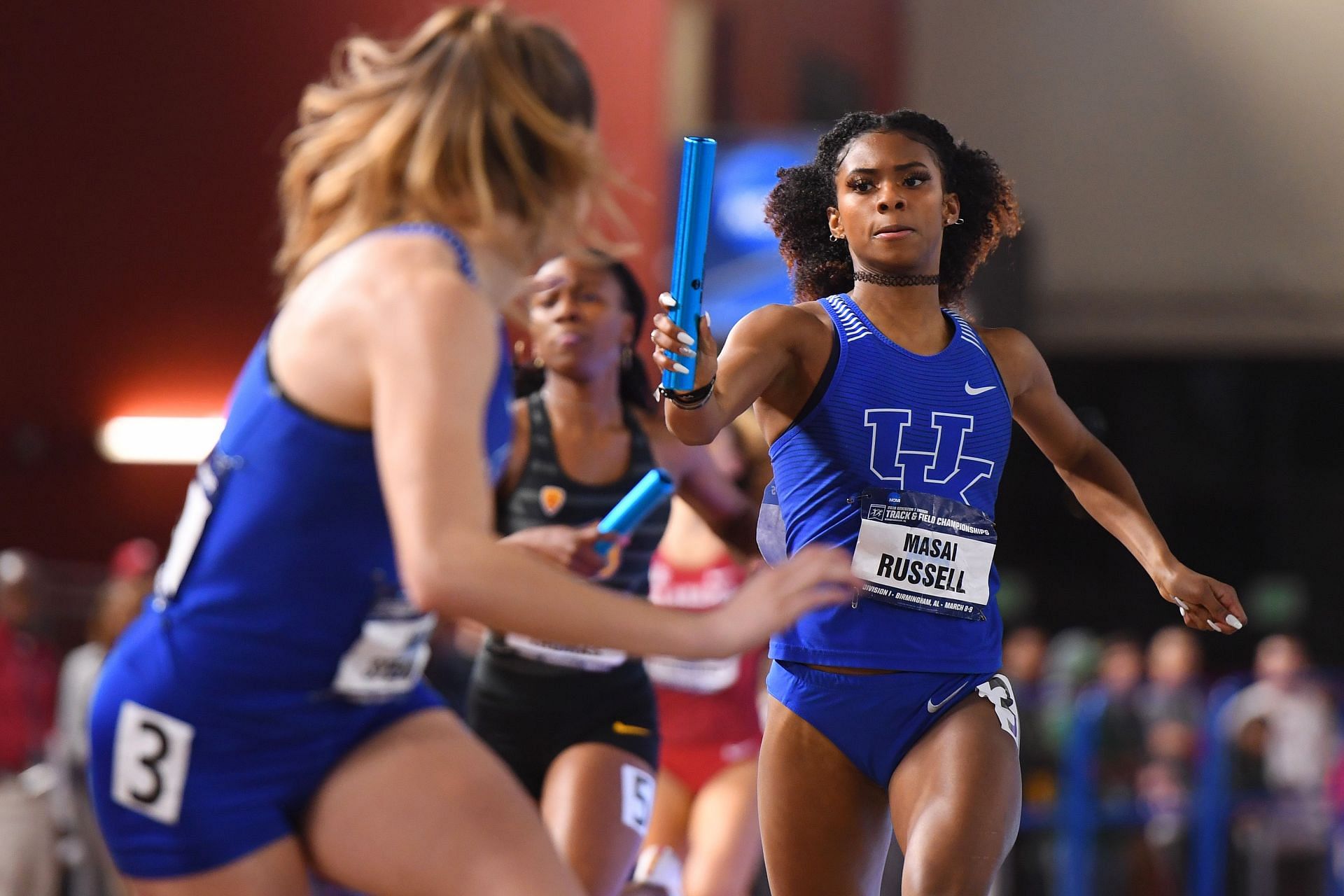 Masai Russell at the 2019 NCAA Division I Indoor Track and Field Championship | Getty Images