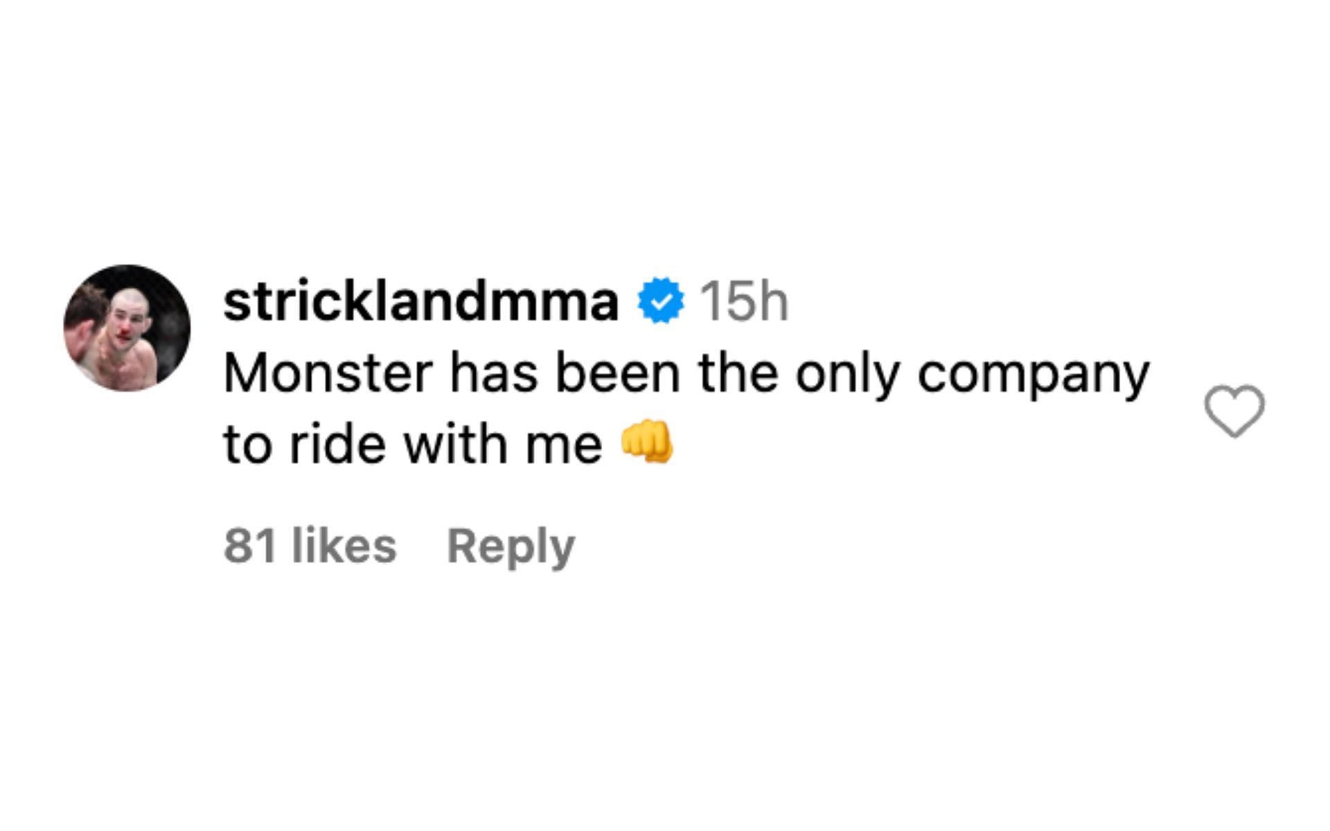 Sean Strickland reacting to Dan Hooker's UFC 305 media day. [via @oscarswillis on Instagram]