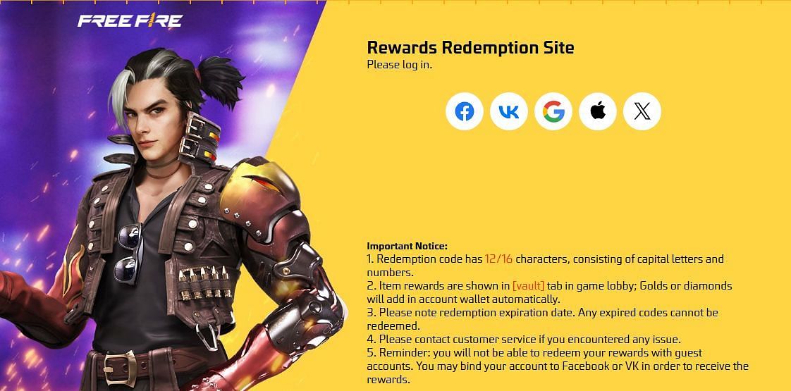 रिडीम कोड्स (Image Credit reward.ff.garena.com)