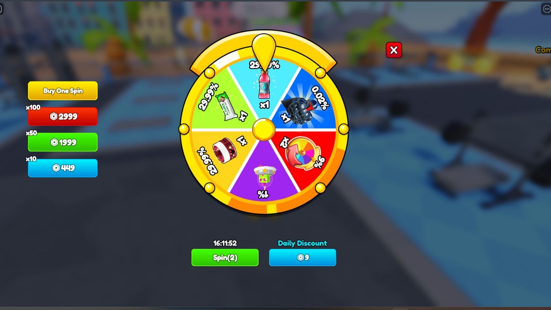 Get precious rewards through spins (Image via Roblox)