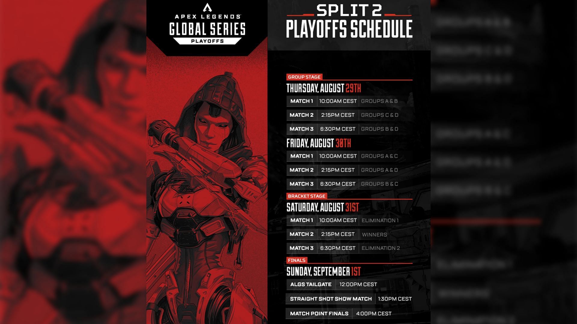 All Split 2 Playoffs match schedules (Image via EA)