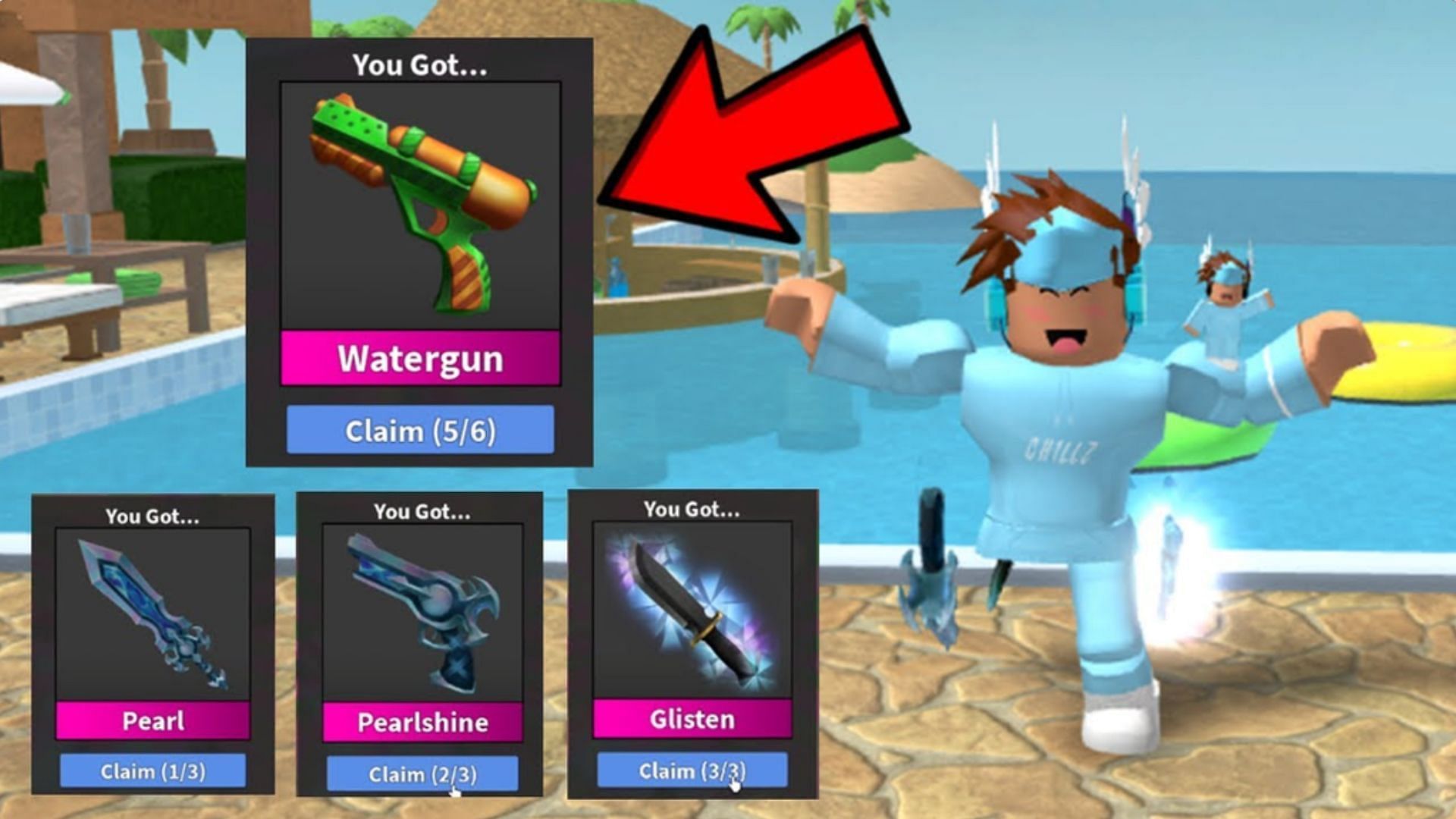 Claim weapons in Chilly&#039;s MM2 (Image via Roblox)