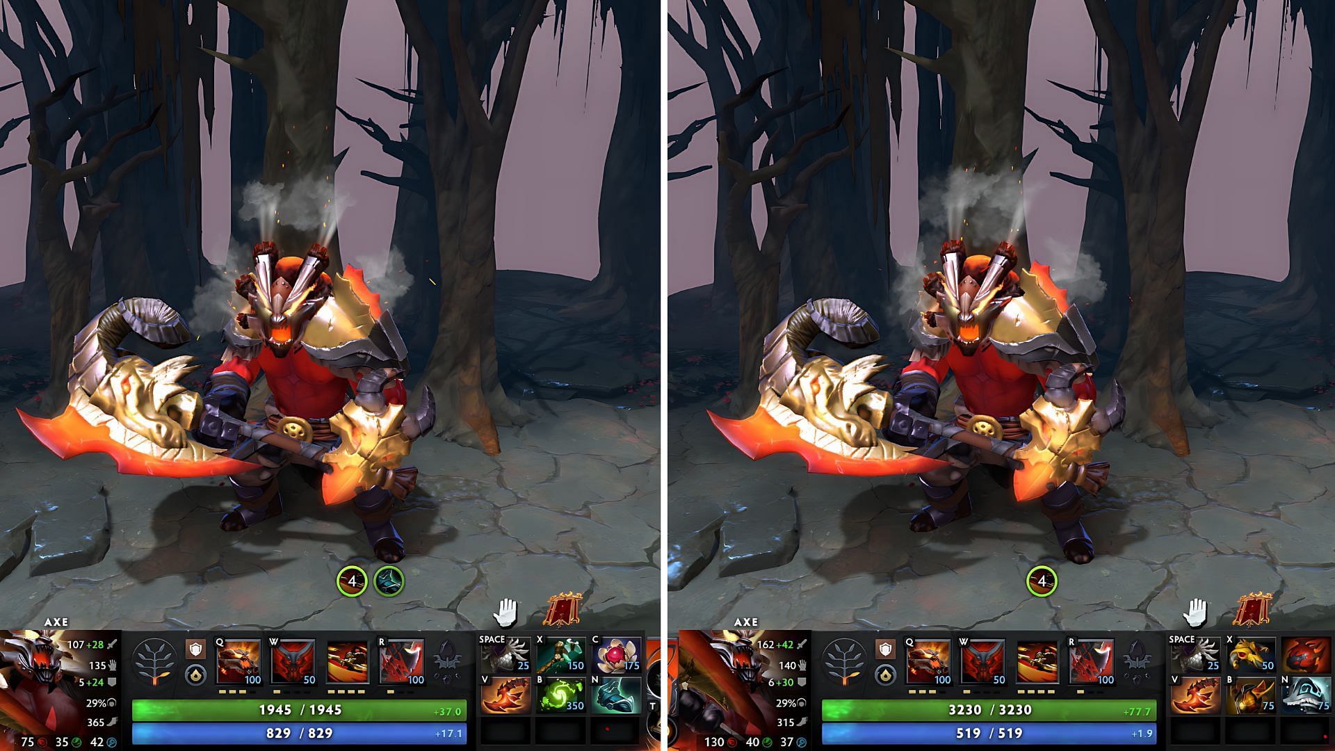 Axe&#039;s position 4 and 3 builds in the game (Image via Valve)