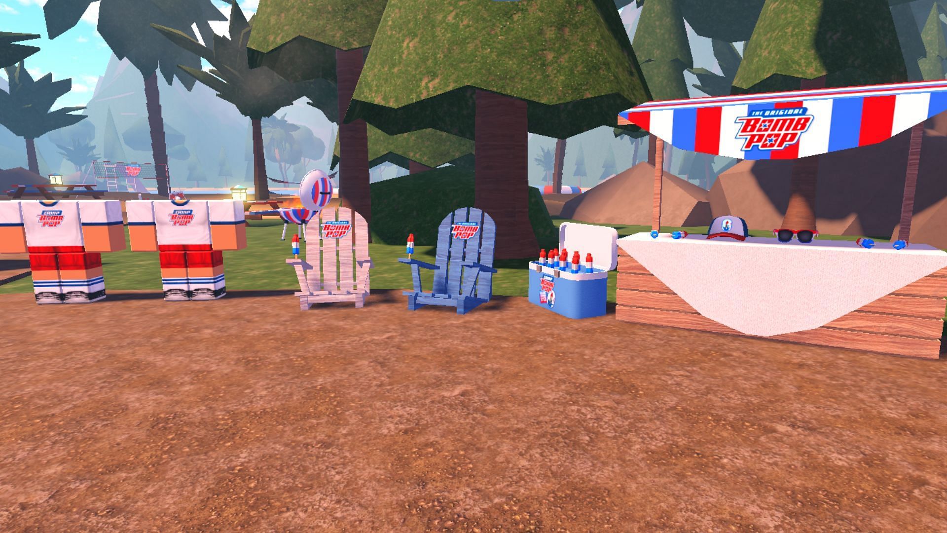 Collect all the Bomb Pop-related items at the summer camp (Image via Roblox)