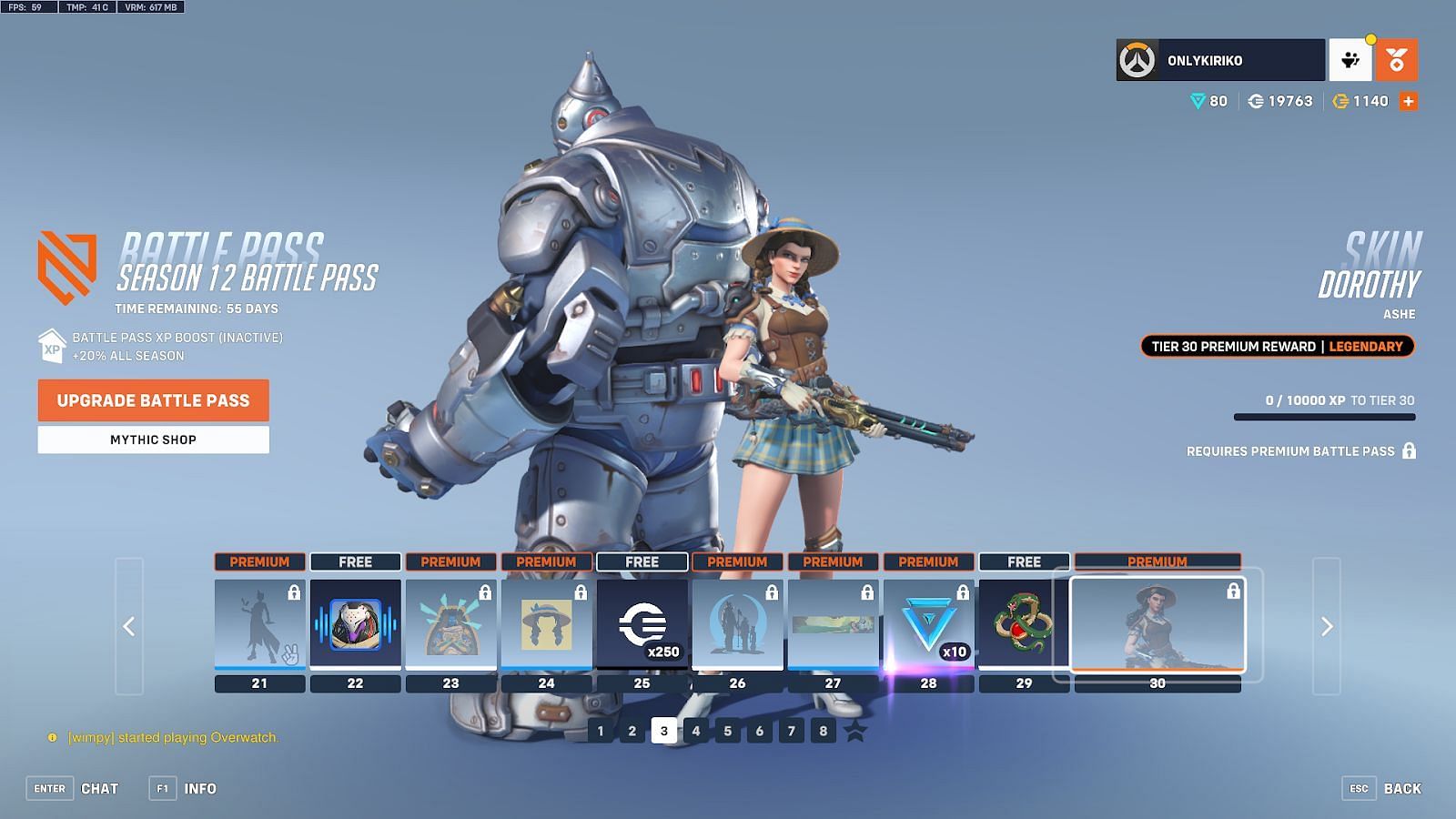 Overwatch 2 Season 12 Battle Pass Tiers 21-30 (Image via Blizzard)