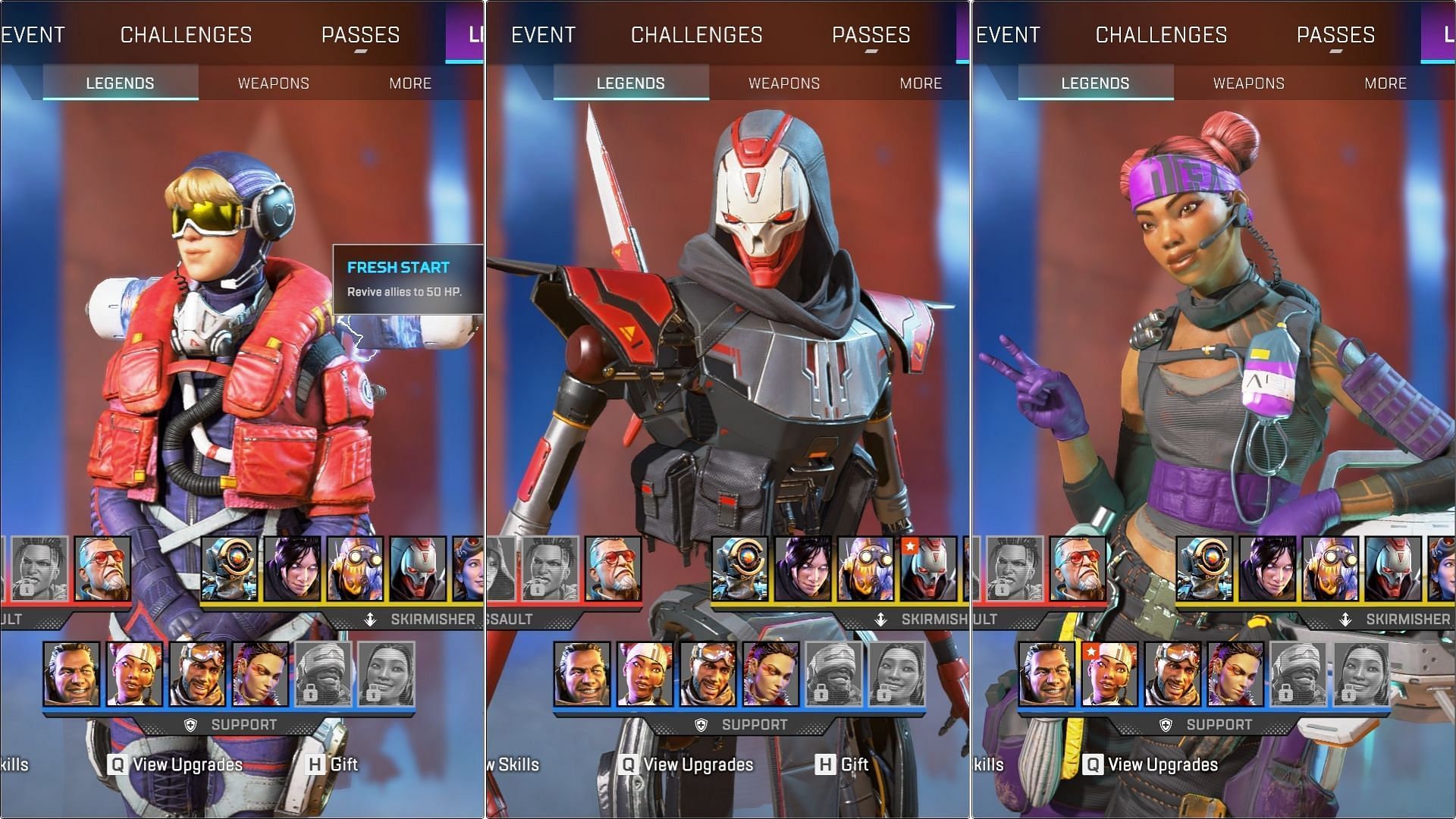 Wattson, Revenant, and Lifeline in Apex Legends (Image via EA)