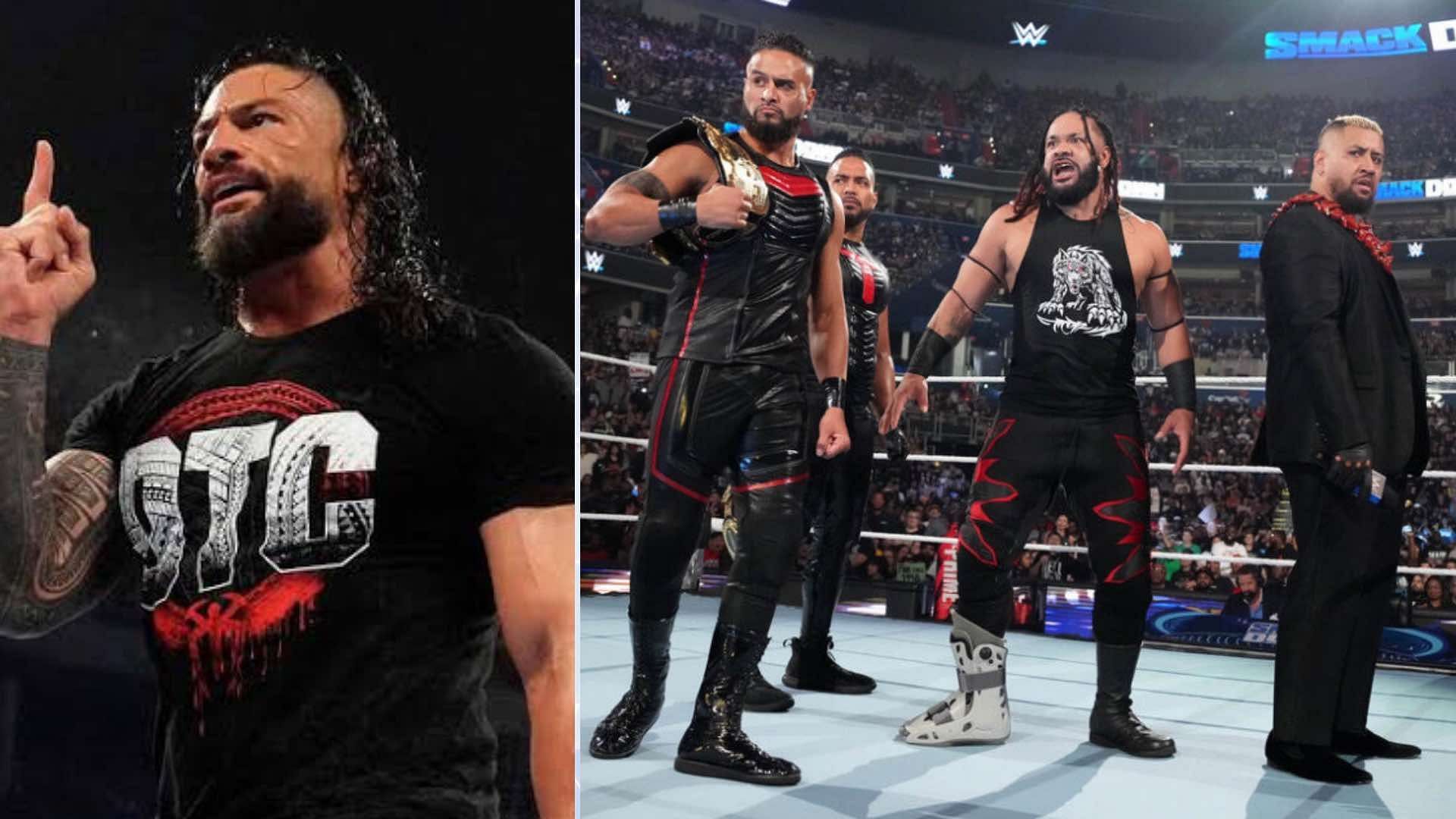 Roman Reigns (left) and The Bloodline (right) in picture [Image credits: wwe.com]