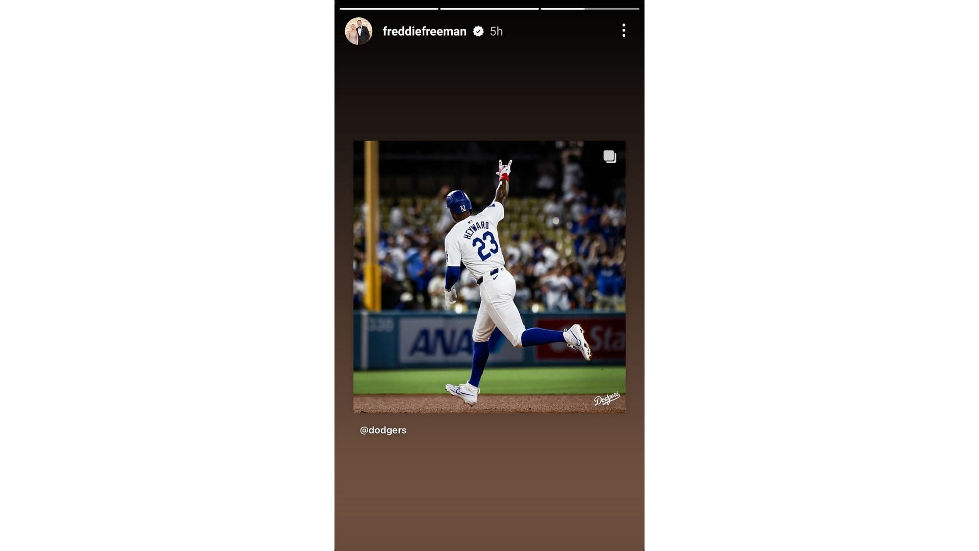 Freddie Freeman&#039;s Instagram story (Source: Instagram)