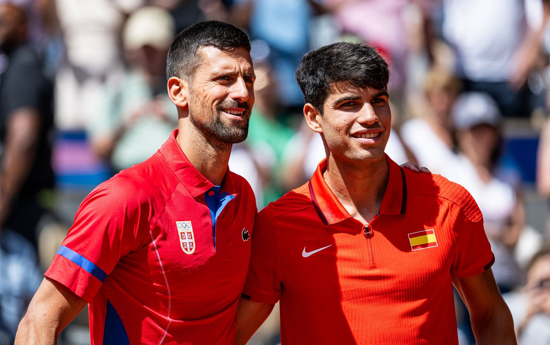 Novak Djokovic and Carlos Alcaraz at the Paris Olympics 2024. (Photo: Getty)