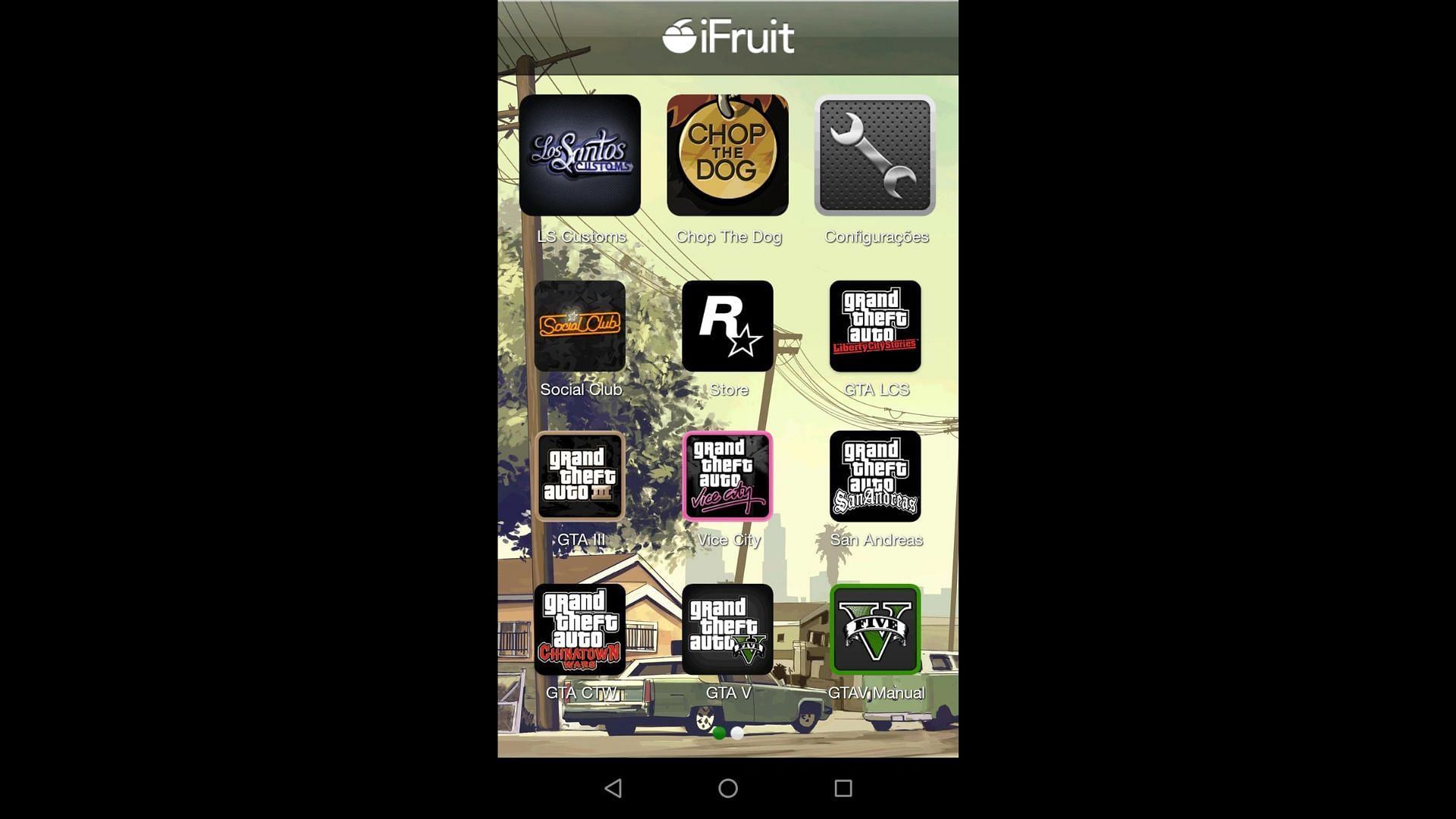 The iFruit app&#039;s home screen (Image via Rockstar Games || GTA Wiki)