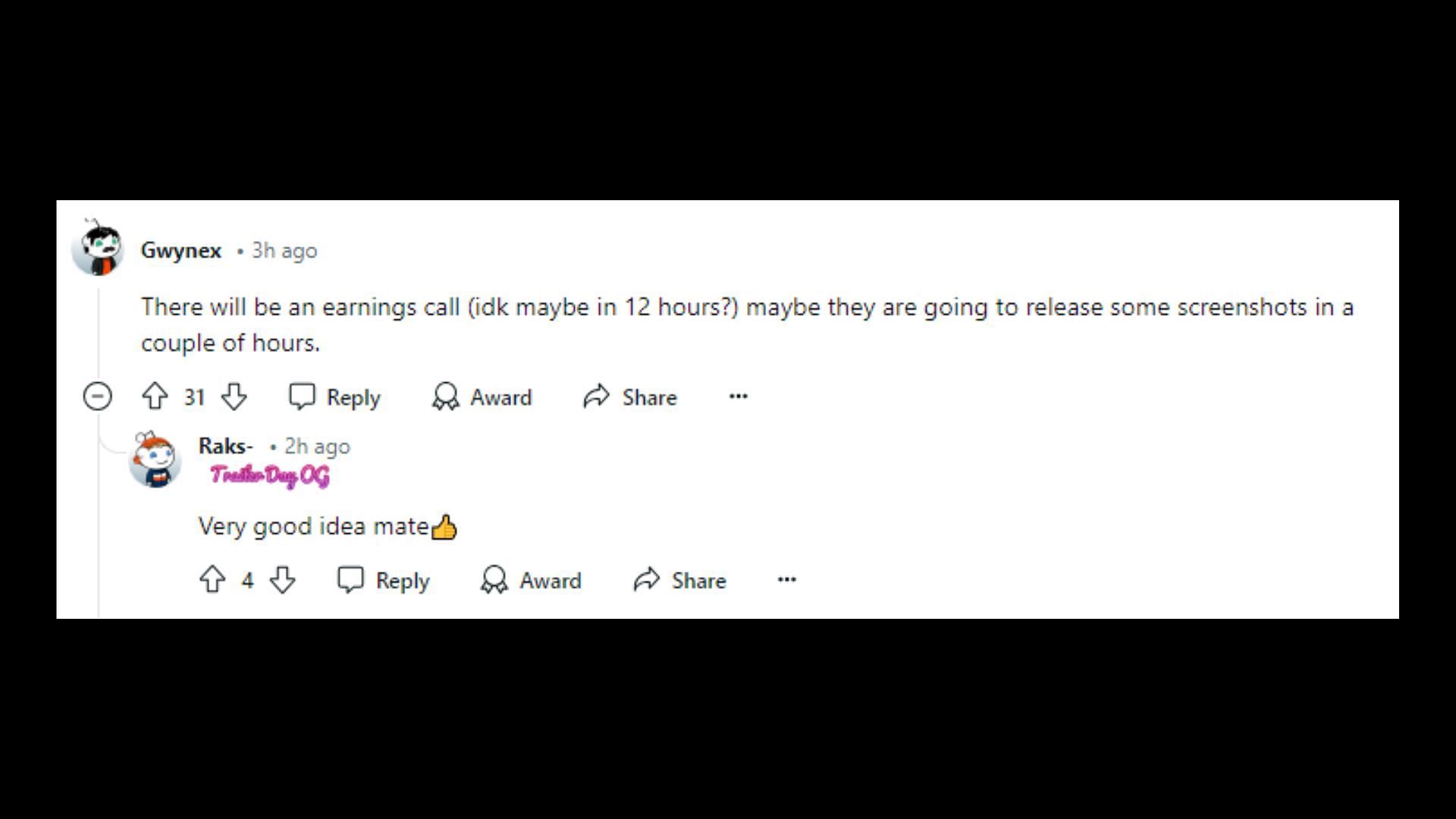 Grand Theft Auto fans expect screenshots ahead of the earnings call (Image via Reddit)