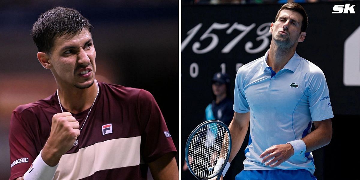 Alexei Popyrin (L) and Novak Djokovic (R); (Source - Getty Images)