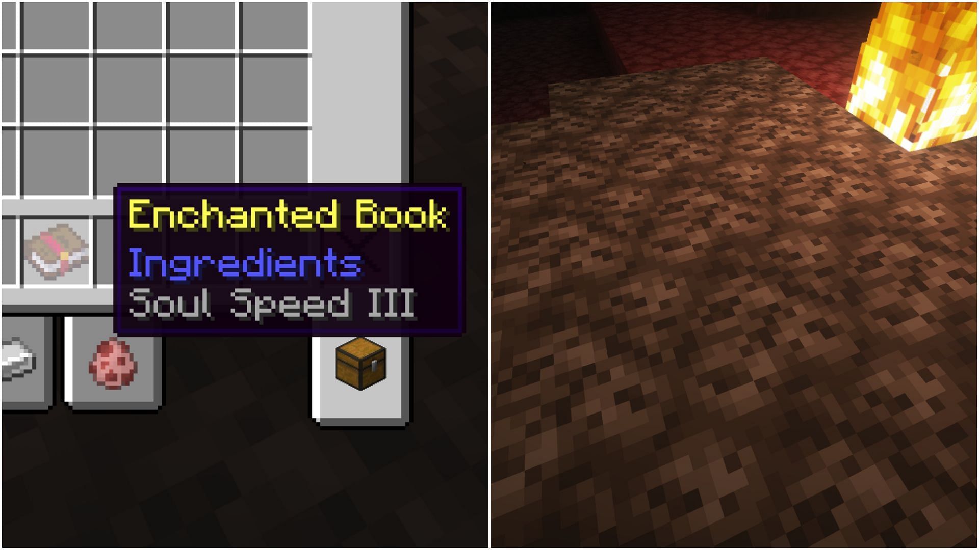 Walk quickly on soul sand or soil with soul speed enchantment (Image via Mojang Studios)