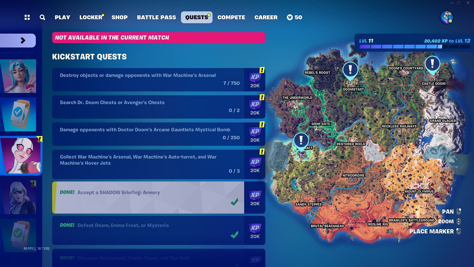 Locations of SHADOW Briefing Armory in Fortnite (Image via Epic Games)