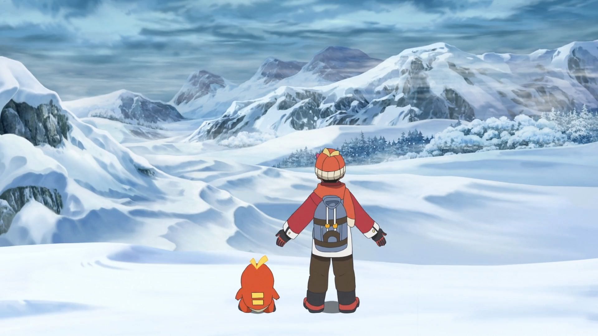 The kids reach Glaseado Mountain in Pokemon Horizons Episode 60. (Image via The Pokemon Company)