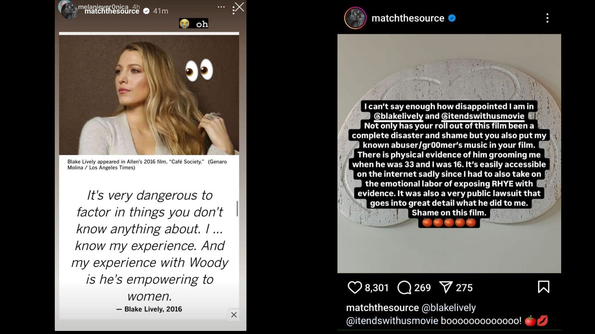 Alexa Nikolas&#039; latest target at Blake Lively. (Image via Instagram/ matchthesource)