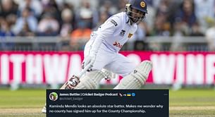 "Absolute star" - Fans erupt as Kamindu Mendis scores 113 runs off 183 balls in 1st ENG vs SL 2024 Test
