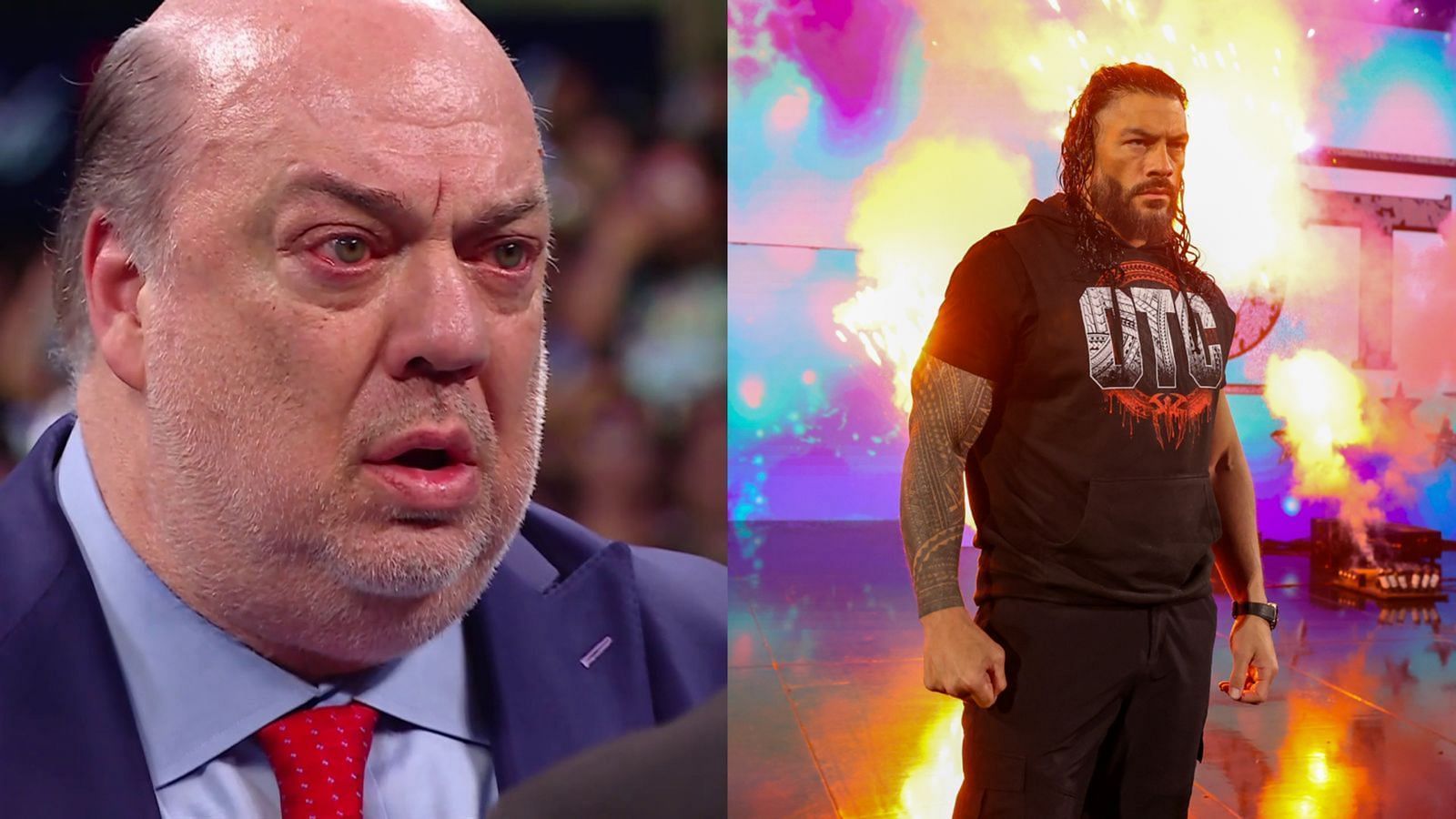 Paul Heyman (L); Roman Reigns (R)