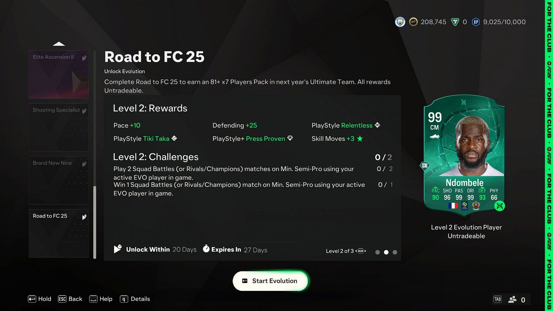 Ndombele put into Road to FC 25 EVO: Level 2 (Image via EA)