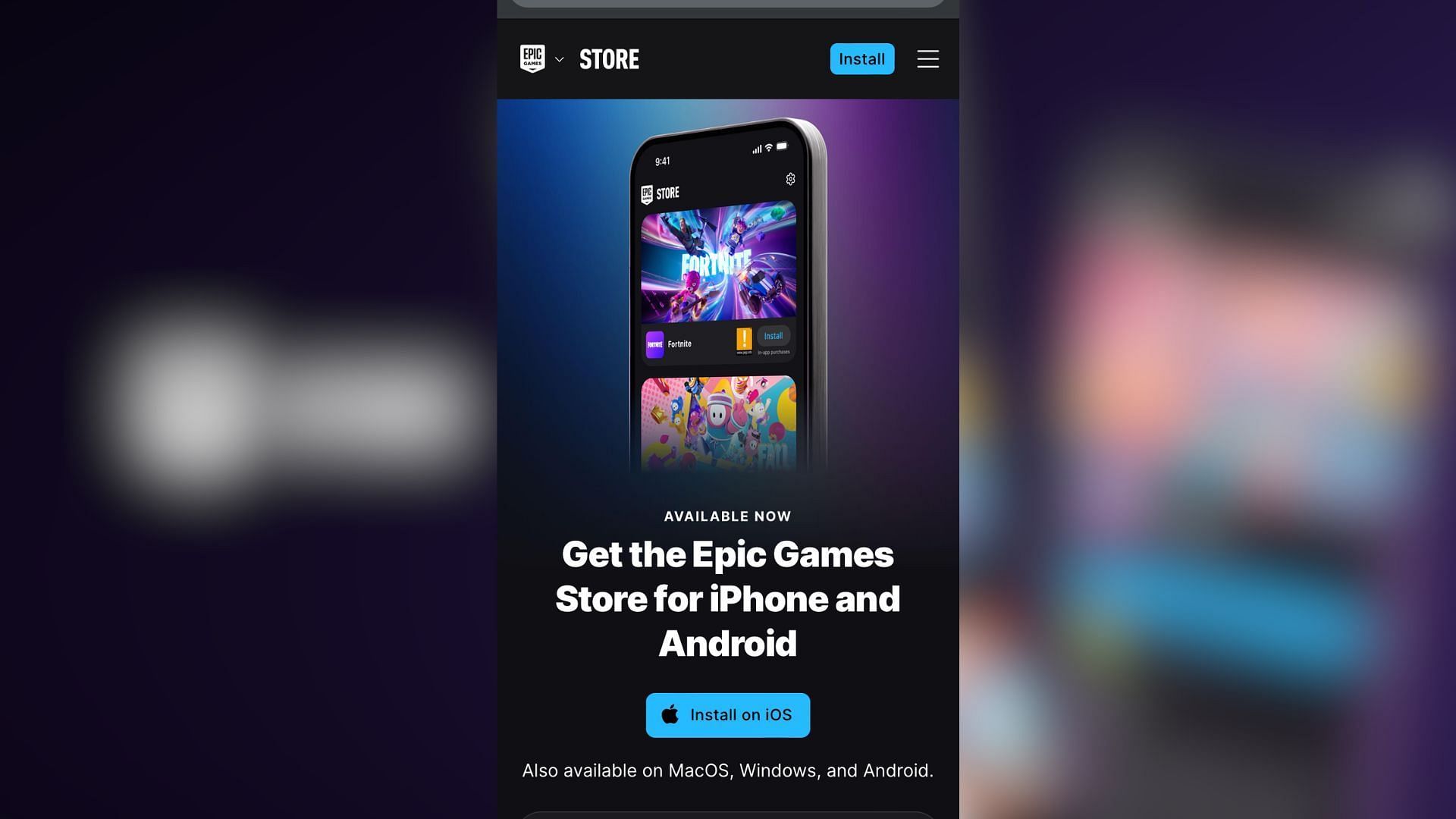 Epic Games Store is available to download on iOS devices only in the EU region. (Image via Epic Games)