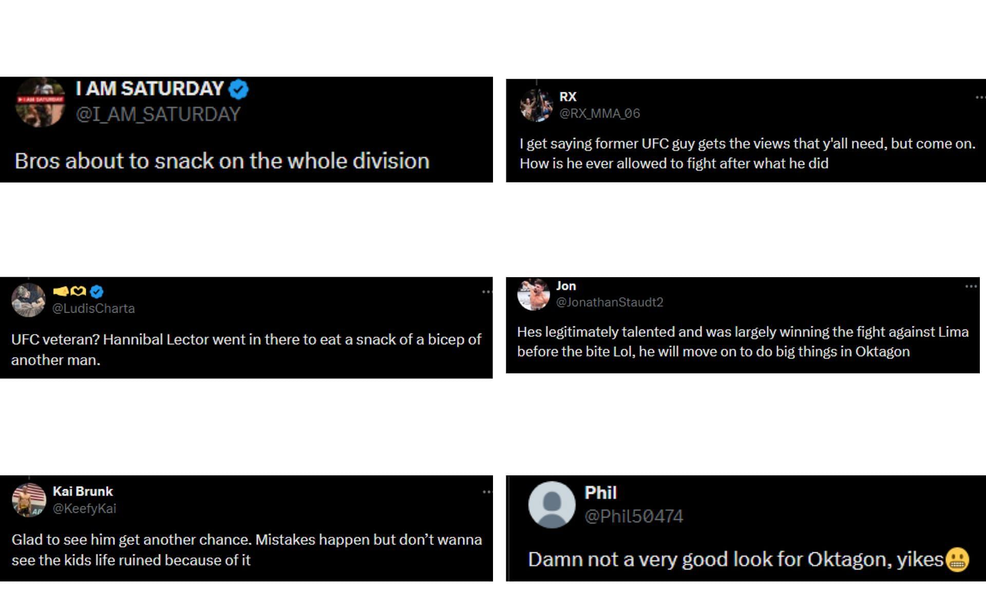 Fan reaction tweets regarding Severino joining OKTAGON MMA [Images courtesy: @OktagonOfficial - X]